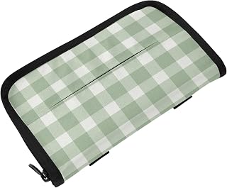Green White Checkered Car Visor Tissue Holder Mask Holder for Car Tissue Box Sun Visor Napkin Holder Visor Accessories Adjustable Straps Reusable Durable Easy Install