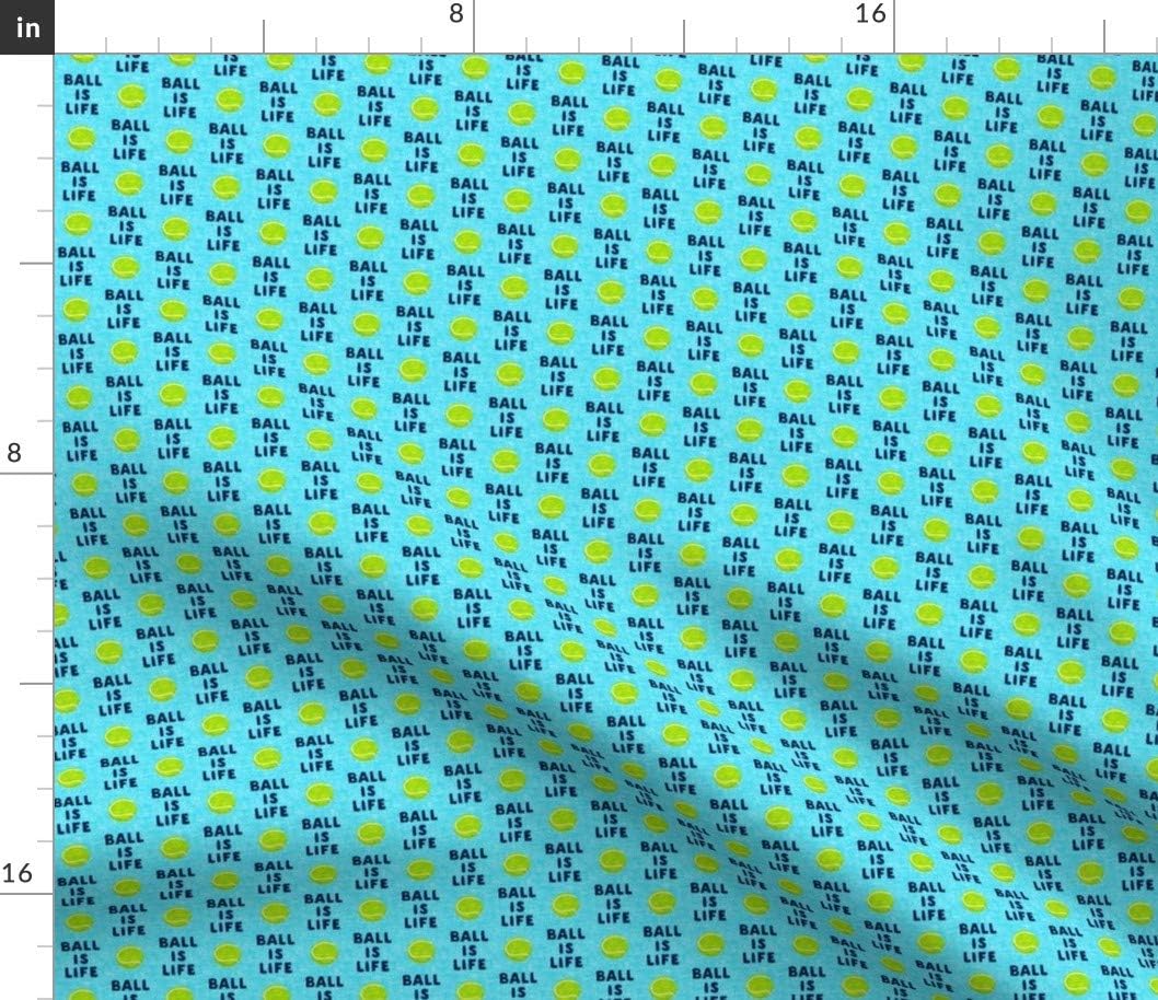 Spoonflower Fabric - Scale Ball Life Blue Dog Tennis Cute Printed on Petal Signature Cotton Fabric by The Yard - Sewing Quilting Apparel Crafts Decor