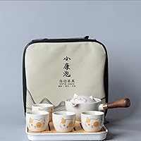 Vista 17 de Juego de té de viaje portátil de cerámica, juego de té chino de kungfu con tetera de rotación 360 e infusor, 4 tazas de té, bandeja de té y bolsa