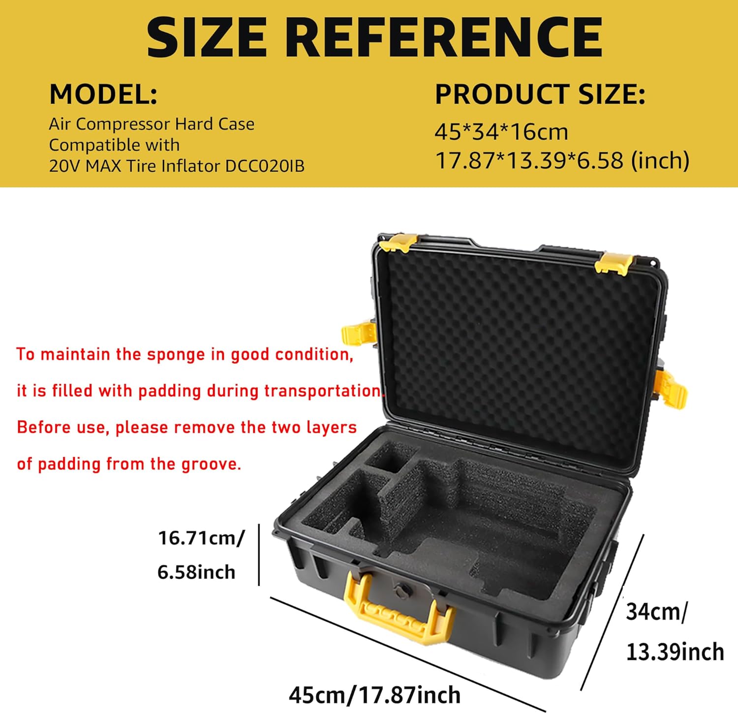 Air Compressor Hard Case Compatible with DEWALT 20V MAX Tire Inflator DCC020IB, Air Pump Storage Carrying Box