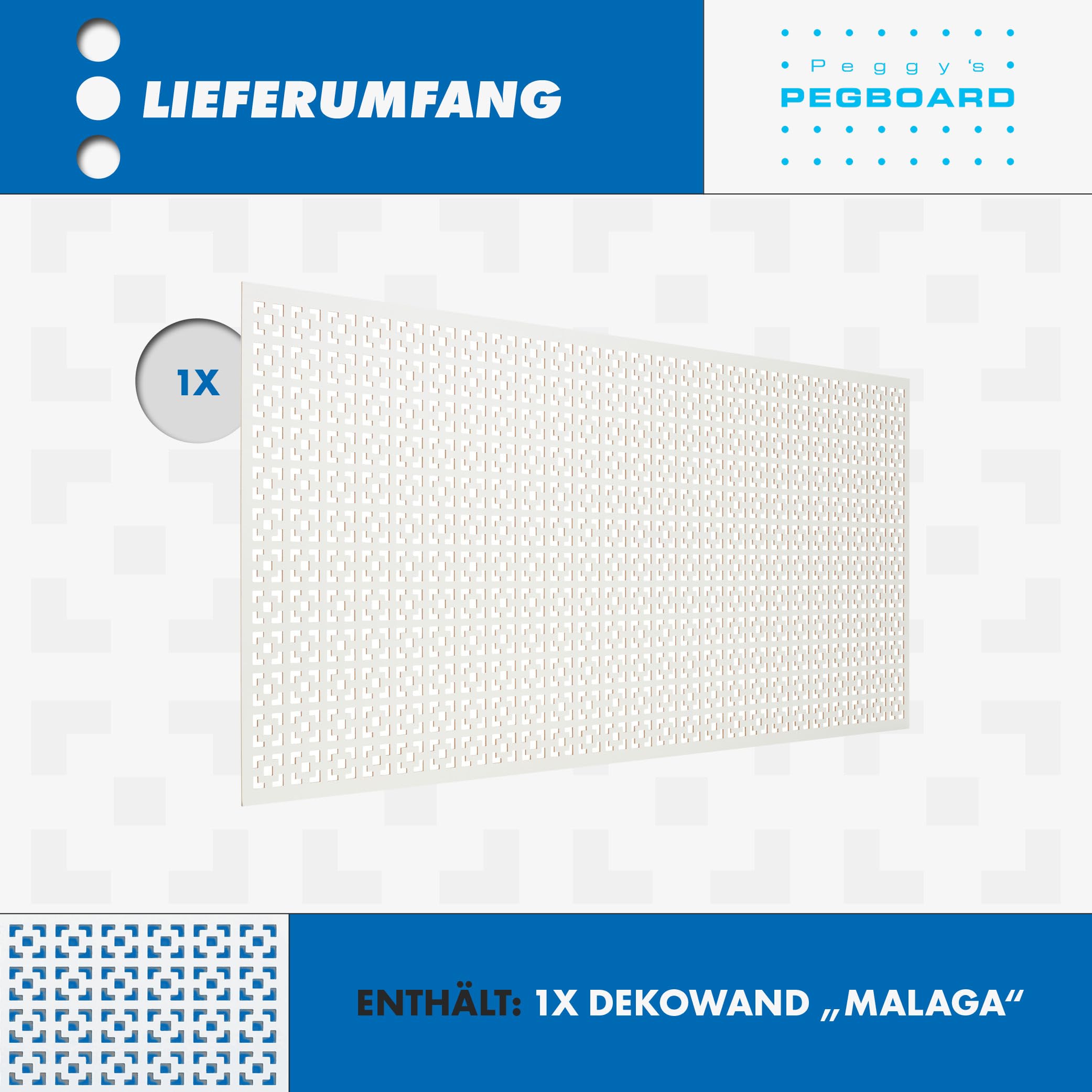 Décor MALAGA MDF Lochplatte Made in Germany 122 x 61 cm für Heizkörperverkleidung Türverkleidung Lüftungsgitter Windschutz