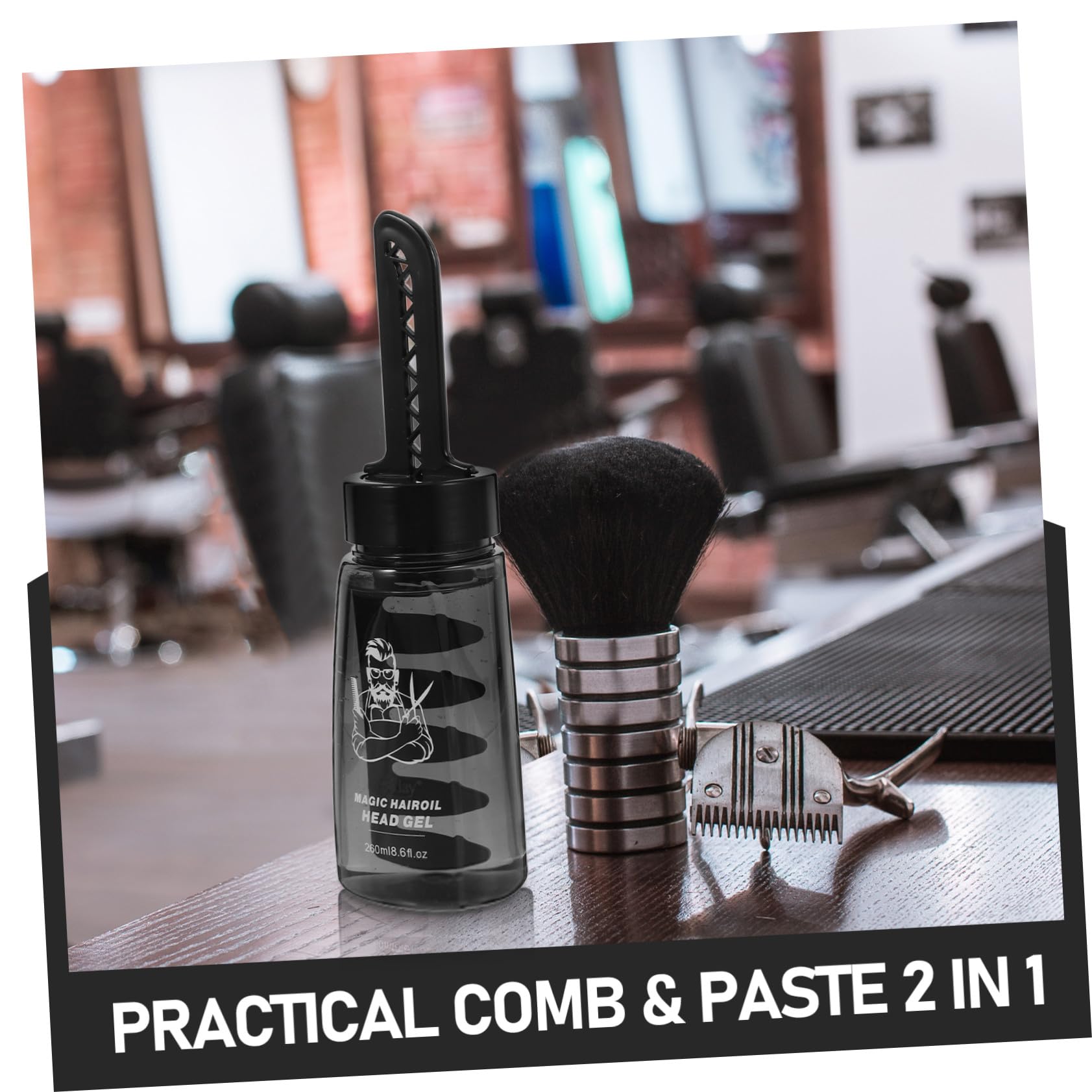 Botella 260 de Gel con Peinar el Cabello Fijador para Peine Ml | 3 Unidades, Plástico Negro, Fácil de Usar, para Barbería y Peinado Masculino