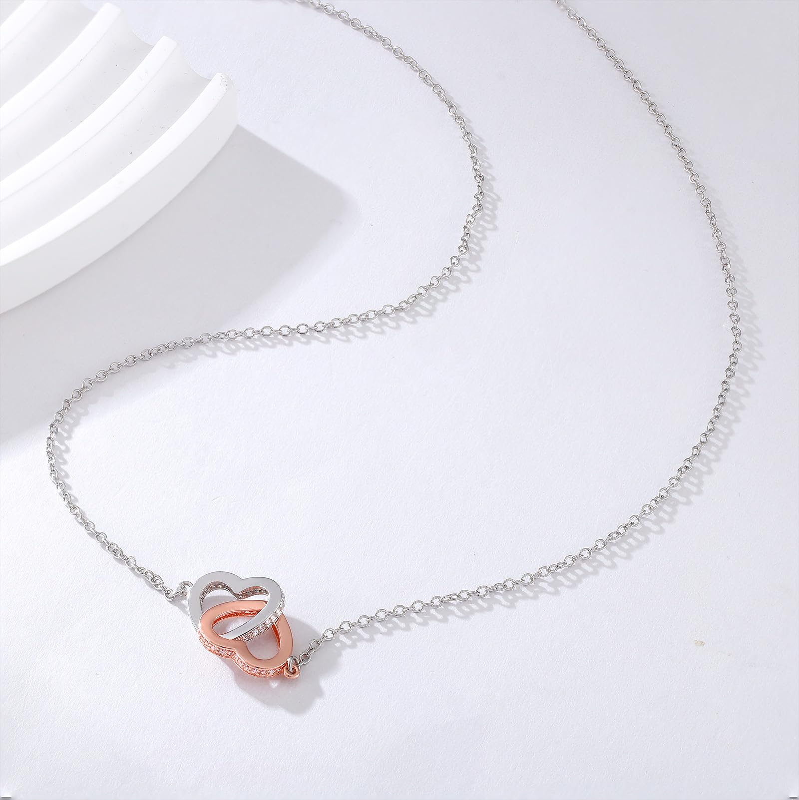 MollyQueen Adoption Gifts Adoption Day Gifts Adoptive Jewelry Interlocking Heart Necklace