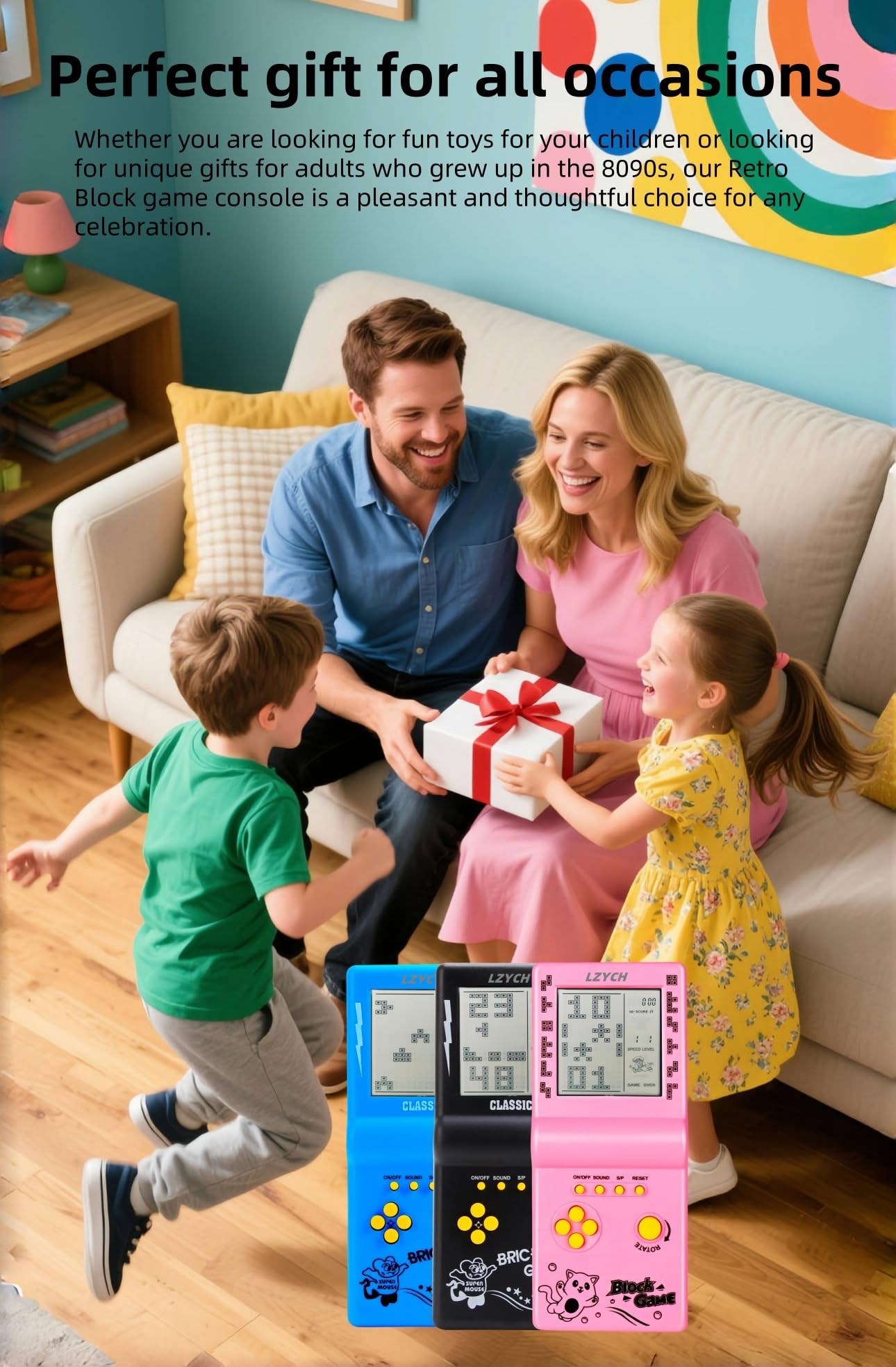 Console di Gioco in Mattoni 23 Gioco retrò Blocchi/Corse/Carri Armati Difficoltà Regolabile 2 Batterie AA Alimentate Bambini/Studenti Compleanno/Regalo di Natale Giocattolo Puzzle (Rosa)