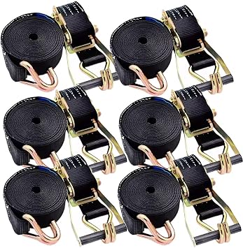 1 2 3 4 5 6 Packs Ratchet Straps Tie Downs, 3.3-65.6 Feet Long 111023lb Break Strength Black Tie Down Straps for Truck, Trailer, Motorcycle, ATV, UTV, Cargo6sets,18m/59.1Ft