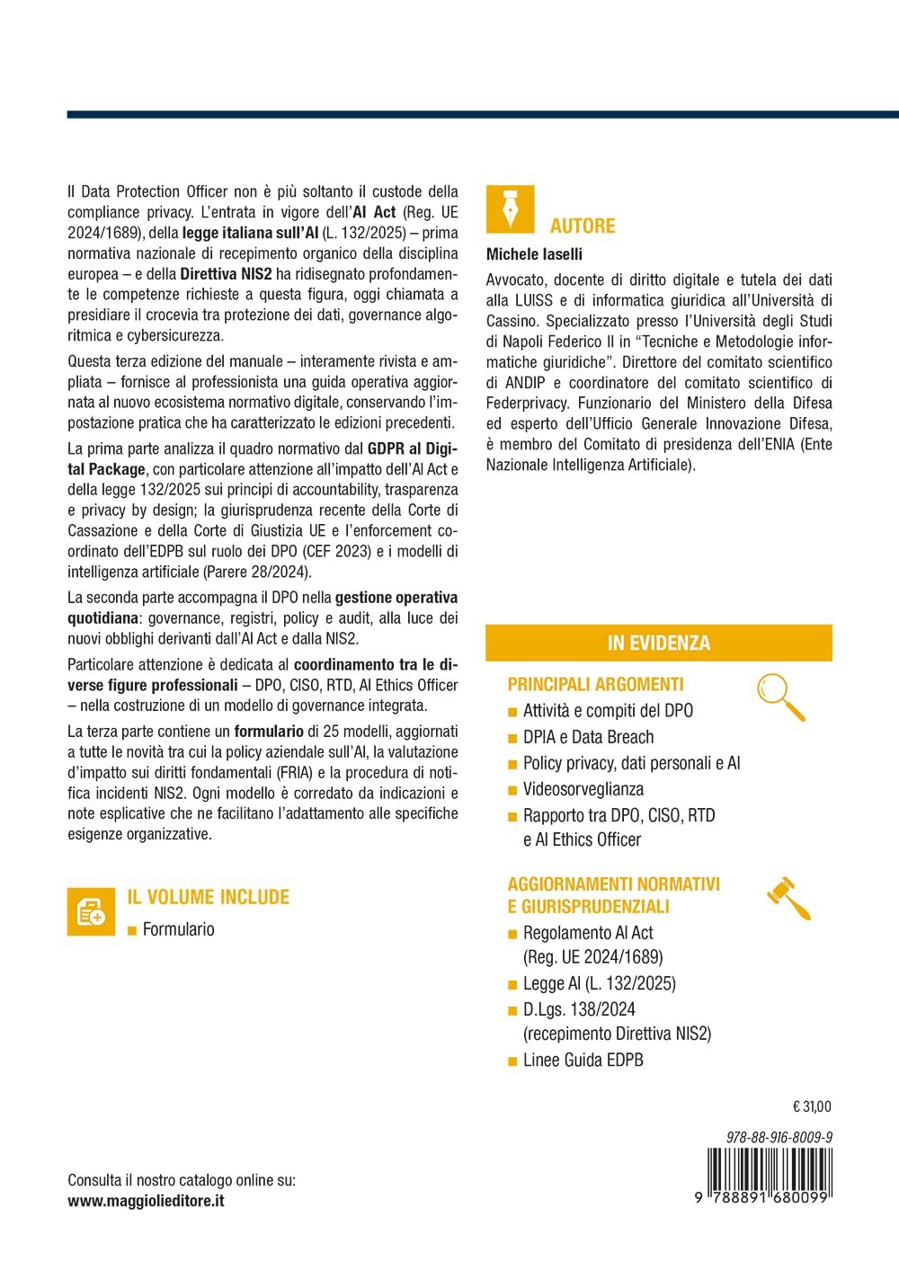 Manuale operativo del D.P.O. Aggiornato a Regolamento AI Act, Legge AI e Direttiva NIS2