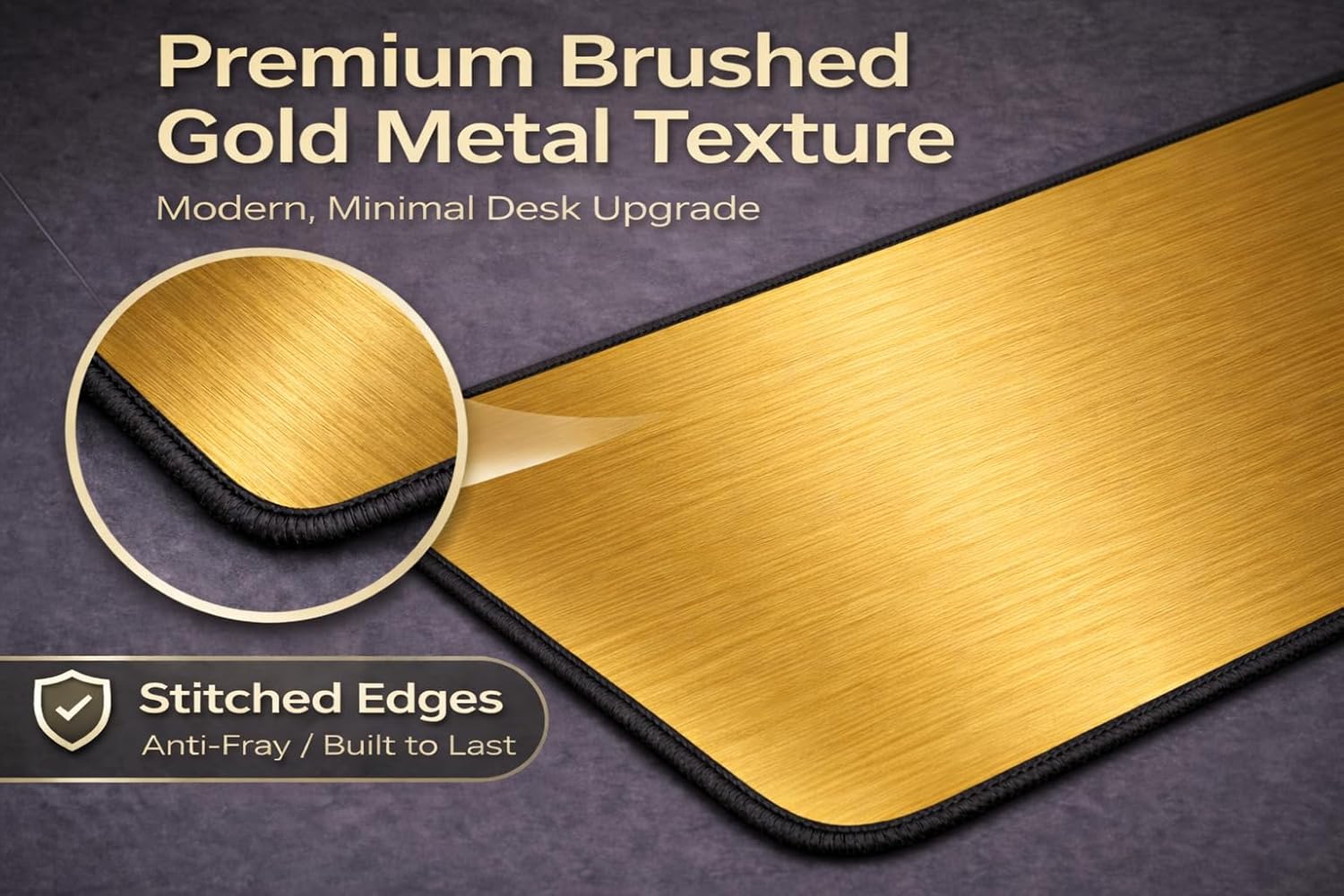 Neoprene Mouse Pad for Gaming, Anti-Fray Stitched Edges, Super Thick with Special-Textured Surface, Oversized Desk Pad for Office & Home, Premium Large Gaming Mouse Pad Deskmat (Gold, 16x32)