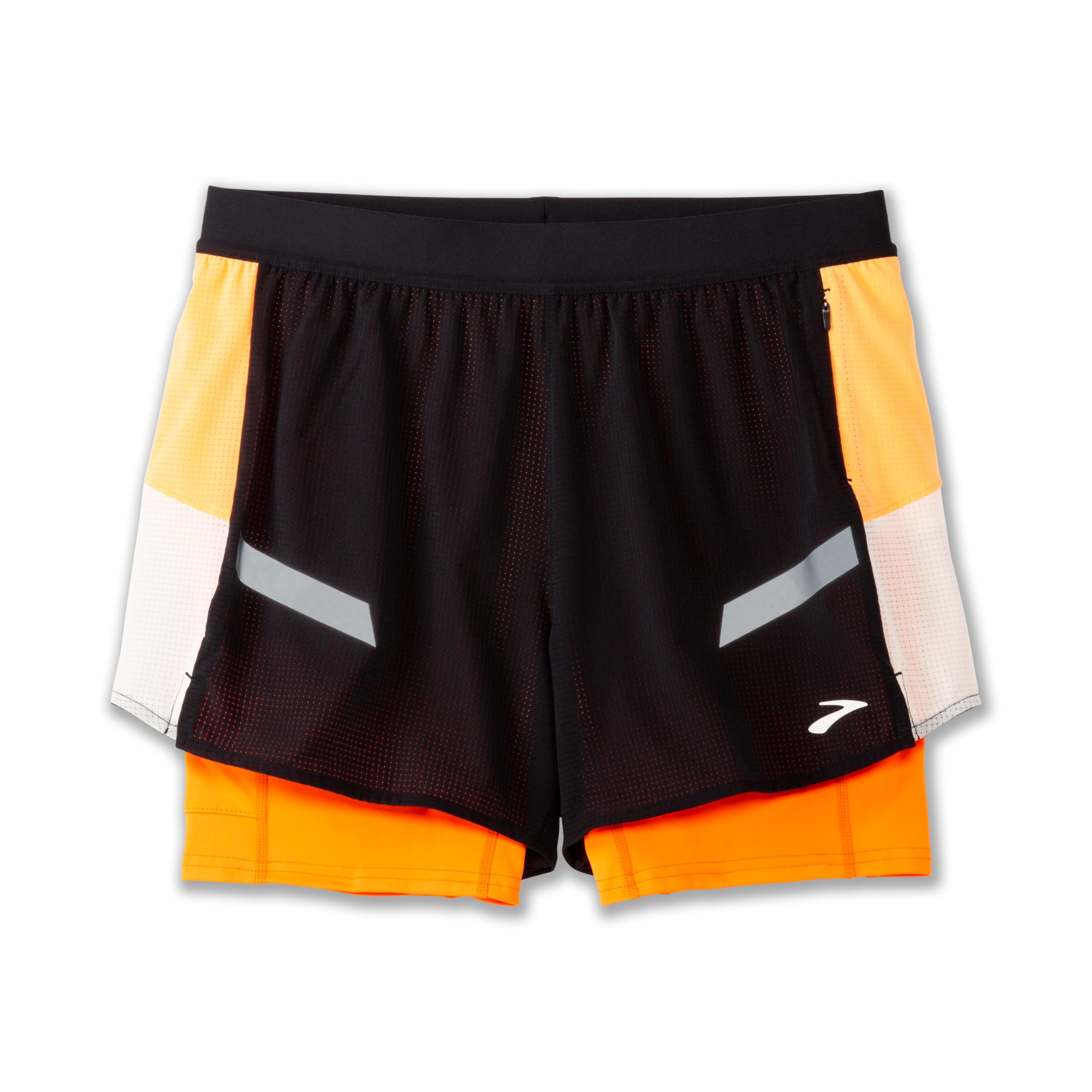 BROOKS 221687080 Run Visible 4" 2in1 Short 2.0 Shorts Women's Black/Ecru/Fluoro Flash Size 25
