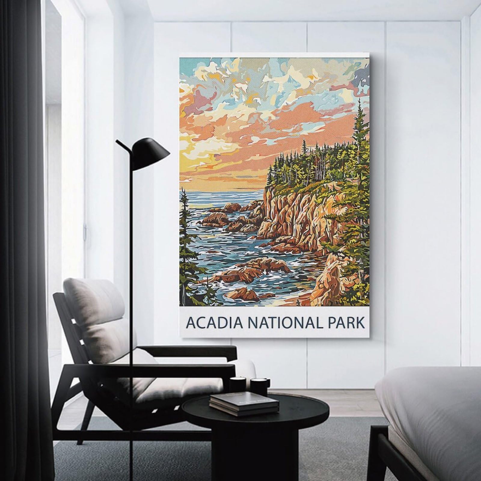Junmoney Wall Picture Print Acadia National Park Sunset, 20x30inch(50x75cm), for Workspace Walls, Study Corners Or Bedrooms, A Smart Decor Choice for Study Walls