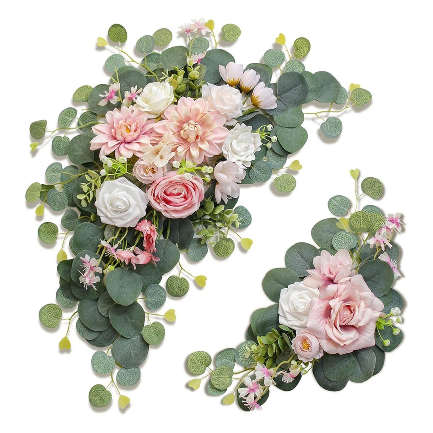 CTRLZS Artificial Faux Floral Swags, 2 Pcs for Wedding Arch Flowers for Wedding Sign, for Welcome Ceremony Pink