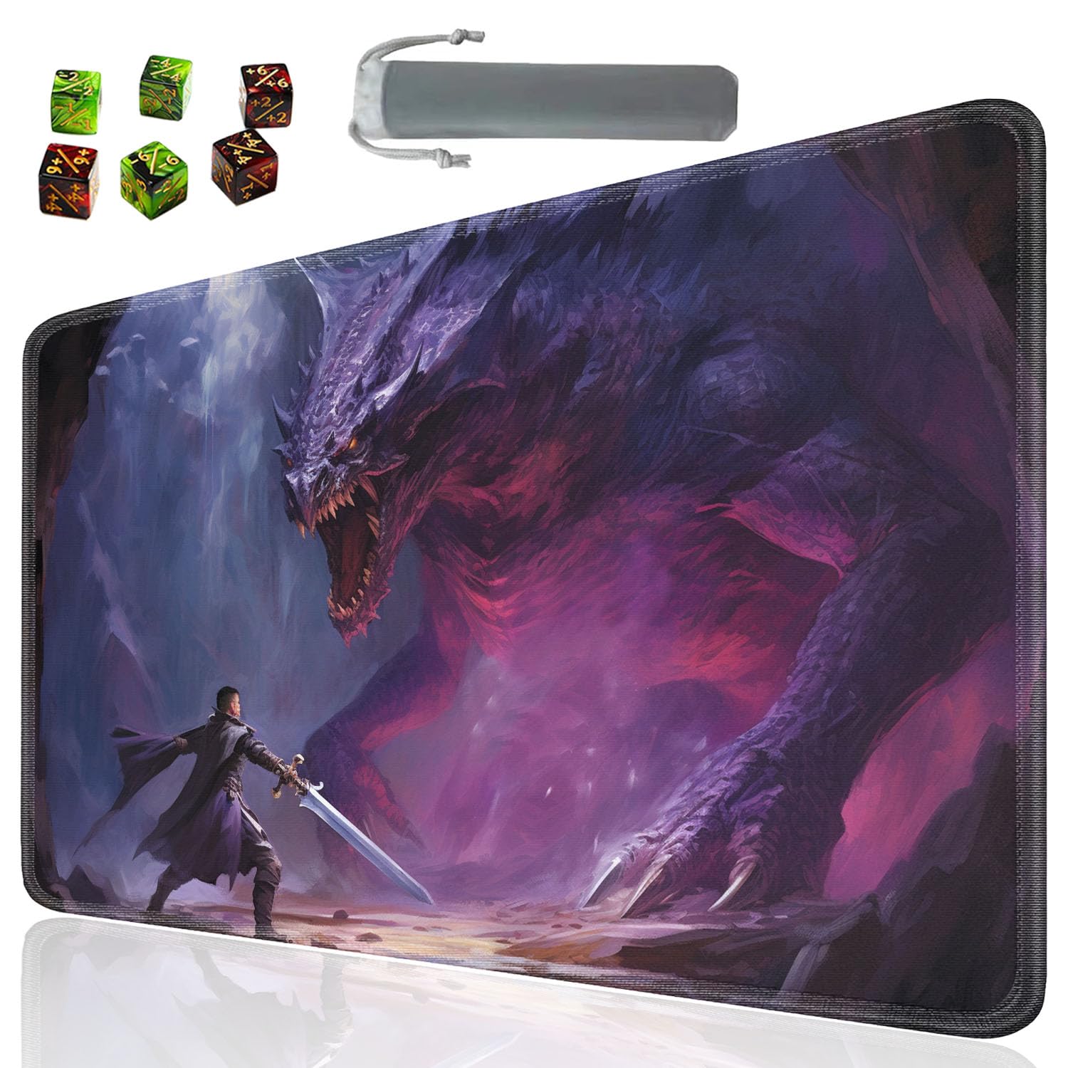 SOTWONSO Board Game for TCG Playmat Table Mats Games Size 60X35 cm Mousepad Compatible for MTG RPG CCG Trading Card Game Play mats with 6 Dice (Playmat 20)