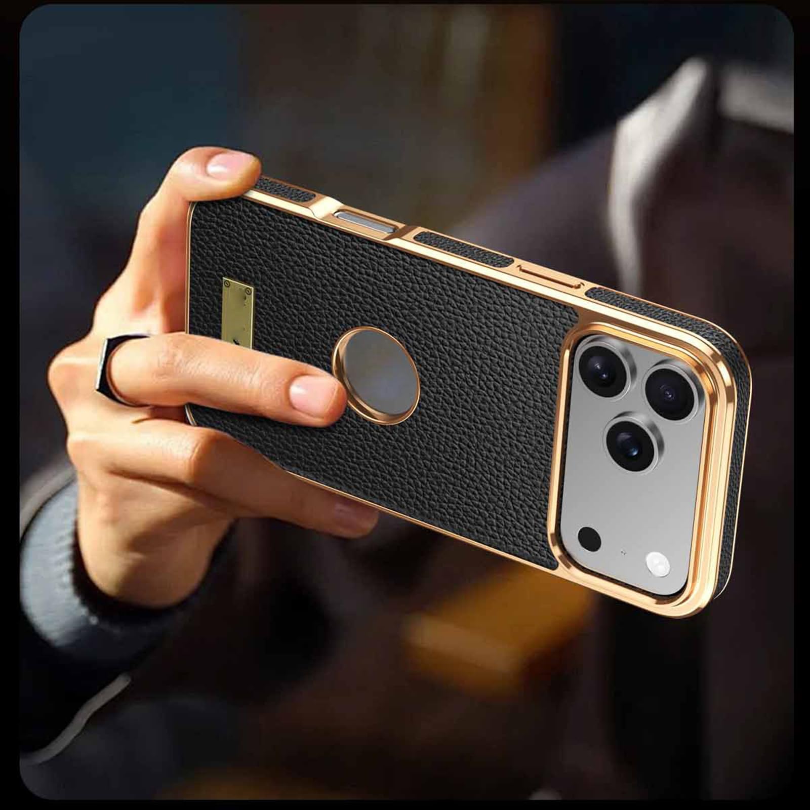 Etui na iPhone 17 Pro Max/17 Pro/17 Air/17, prawdziwa skóra powlekana luksusowe logo widok etui ochronne, białe, 17 Air