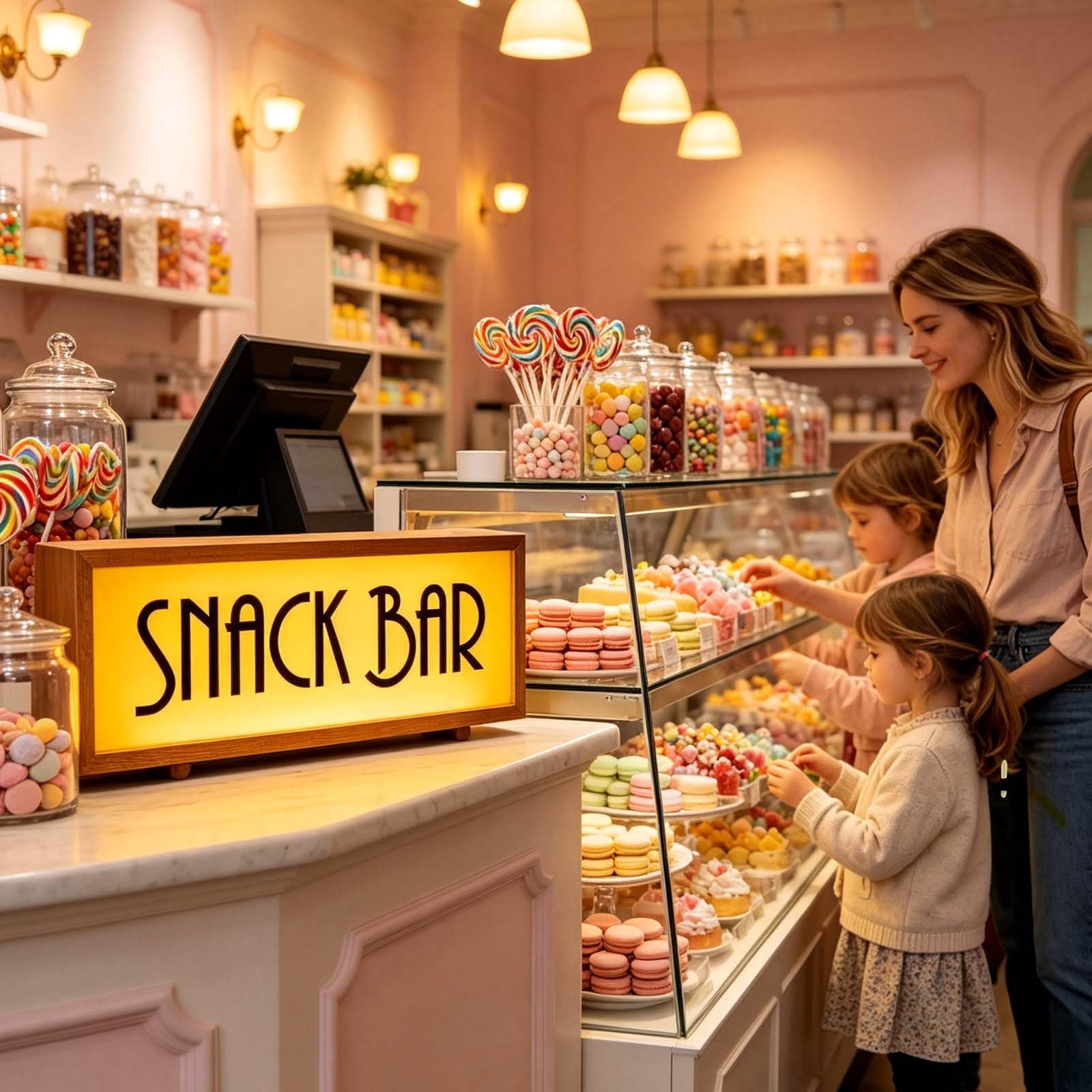 Insegna Luminosa a LED al Neon per Snack Bar, Telecomando, dimmerabile, alimentata Tramite USB, da Tavolo o da Parete, Ideale per Negozi di Dolci, Cinema, Fast Food, Bar e decorazi