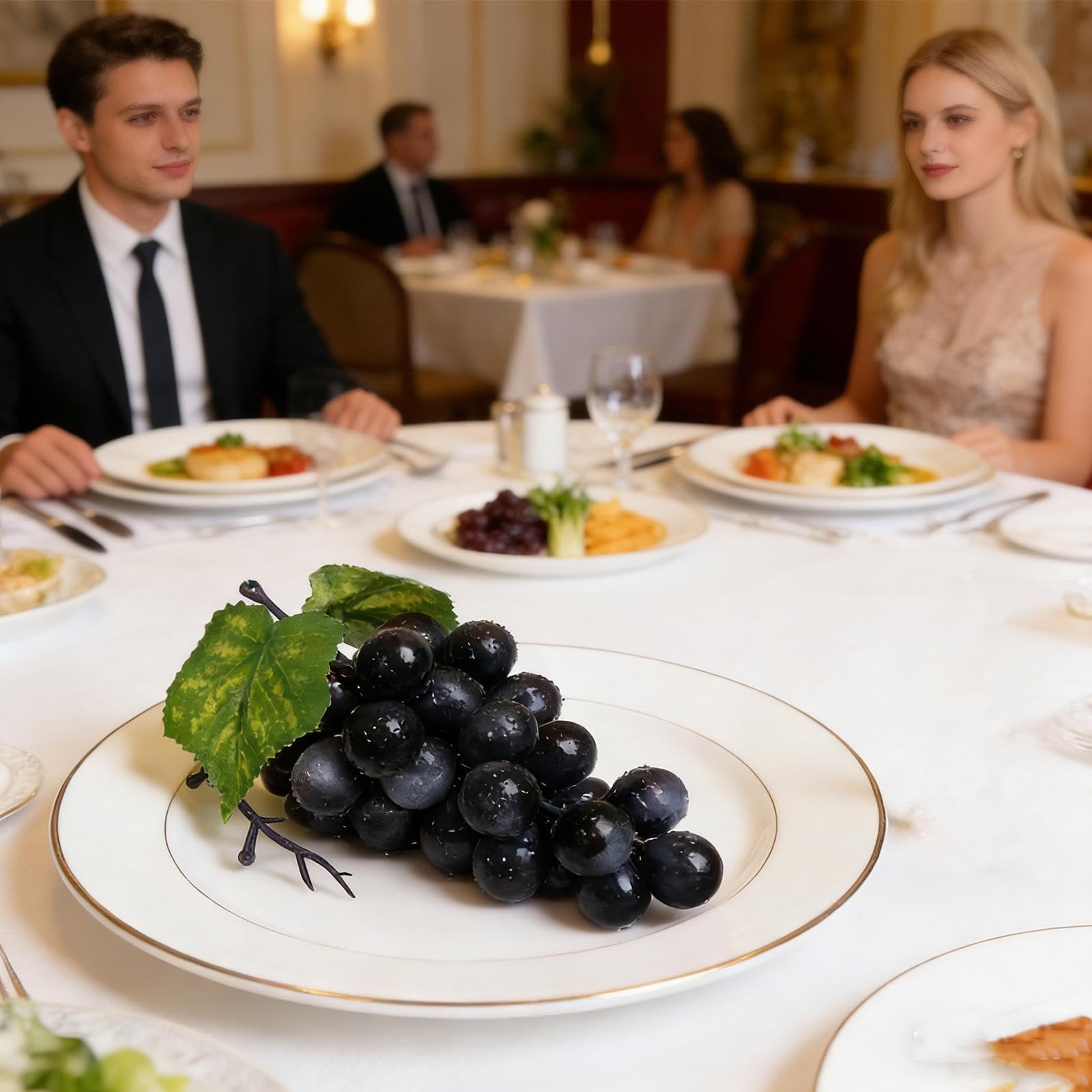 Genérico Uvas Falsas, Racimos Uvas Artificiales, UVA Fruta Falsa, Apoyos Artificiales de la Fruta Decorativas, para Usar en Mesas, Restaurantes, Interiores, Exteriores, Cocinas, Bodas