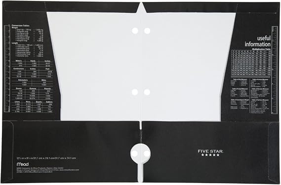 Five Star 4 Pocket Folder, 2 Pocket Folder Plus 2 Additional Pockets, Black (72093)