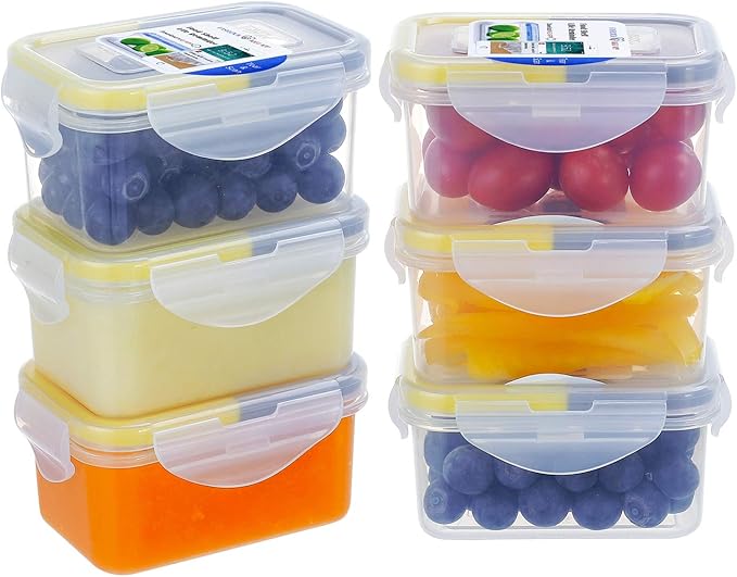 EASYLOCK 6 Pack 180ML Small Food Containers with Lids Airtight Plastic