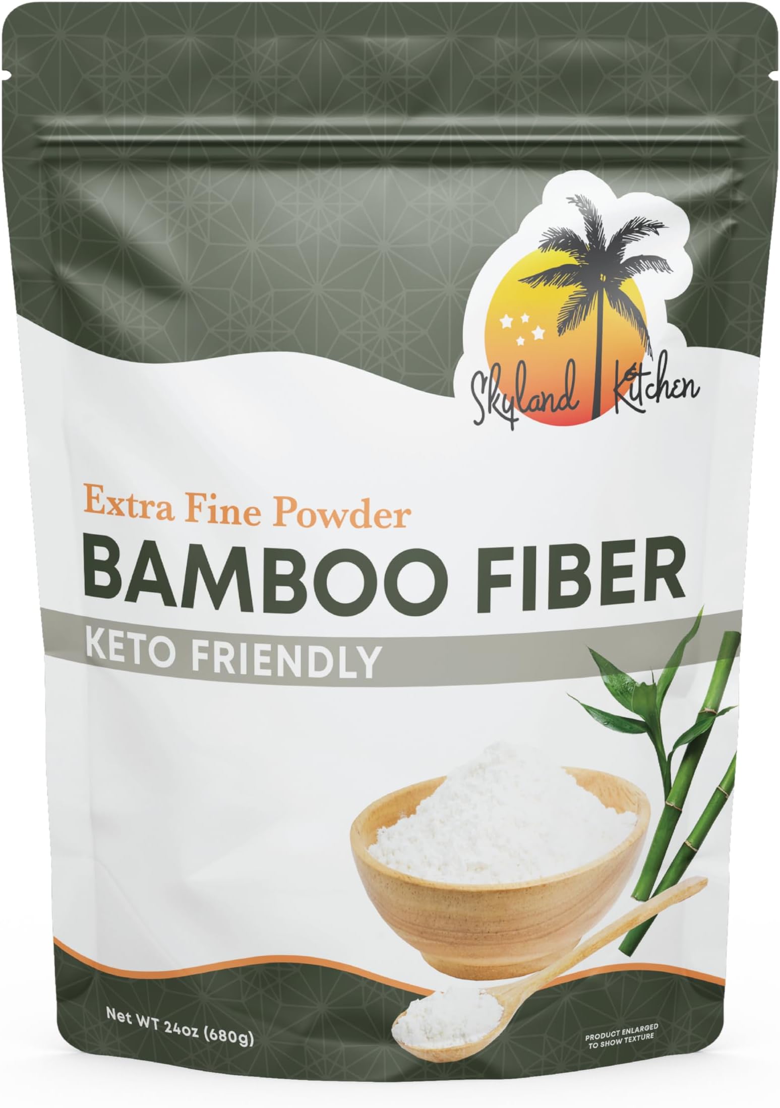 Skyland Kitchen Bamboo Fiber (1.5lb) Keto Fiber for Keto and Low Carb Baking, 0g Net Carbs, Improves Texture of in Baking, Extra Fine, Keto-Friendly, Gluten-Free, Non-GMO, Flour Rich in Silica and Minerals, Supports Healthy Skin, Nails, Hair, Joints and Bones