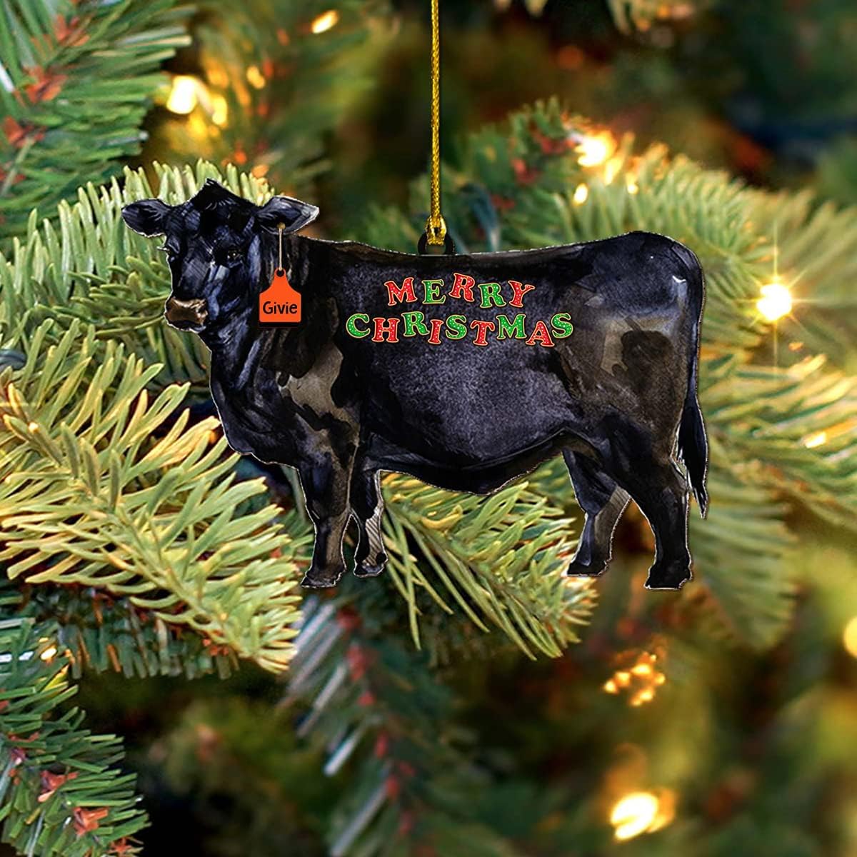 Personalized Cow Christmas Ornaments Custom Black Angus