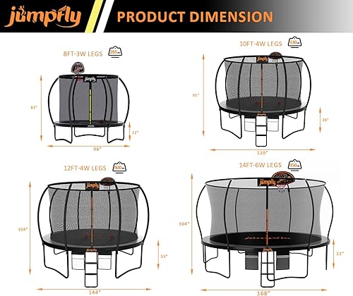 Miniatura 4 de Jumpfly Tranpoline Tranpoline - Tranpoline de 8 pies 10 pies 12 pies 14 pies para niños y adultos con aro de baloncesto Tranpolines recreativos con