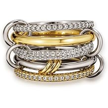 Statement Rings for Women, 18k Gold Plated Stackable Cubic Zirconia Rings, Silver Gold Multi Ring Mixed Metals Stackable Ring Set for Women Non Tarnish