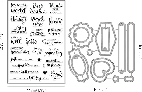 Miniatura 2 de Sentiments - Juego de sellos y troqueles transparentes para álbumes de recortes, álbumes de recortes, fabricación de tarjetas decorativas