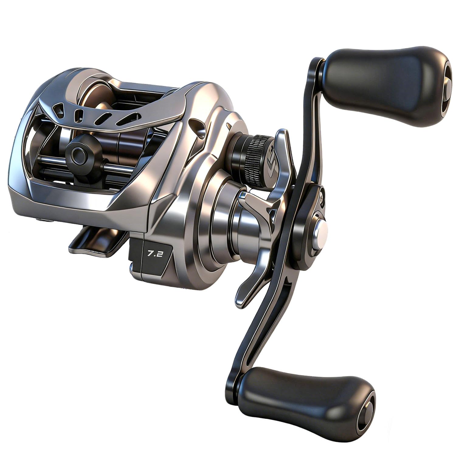 Sougayilang SSX-DC - Mulinello da baitcasting, sistema frenante digitale con controllo microcomputer, corpo in alluminio compatto, rapporto di trasmissione 7,2:1, resistenza massima 10 kg, per pesca