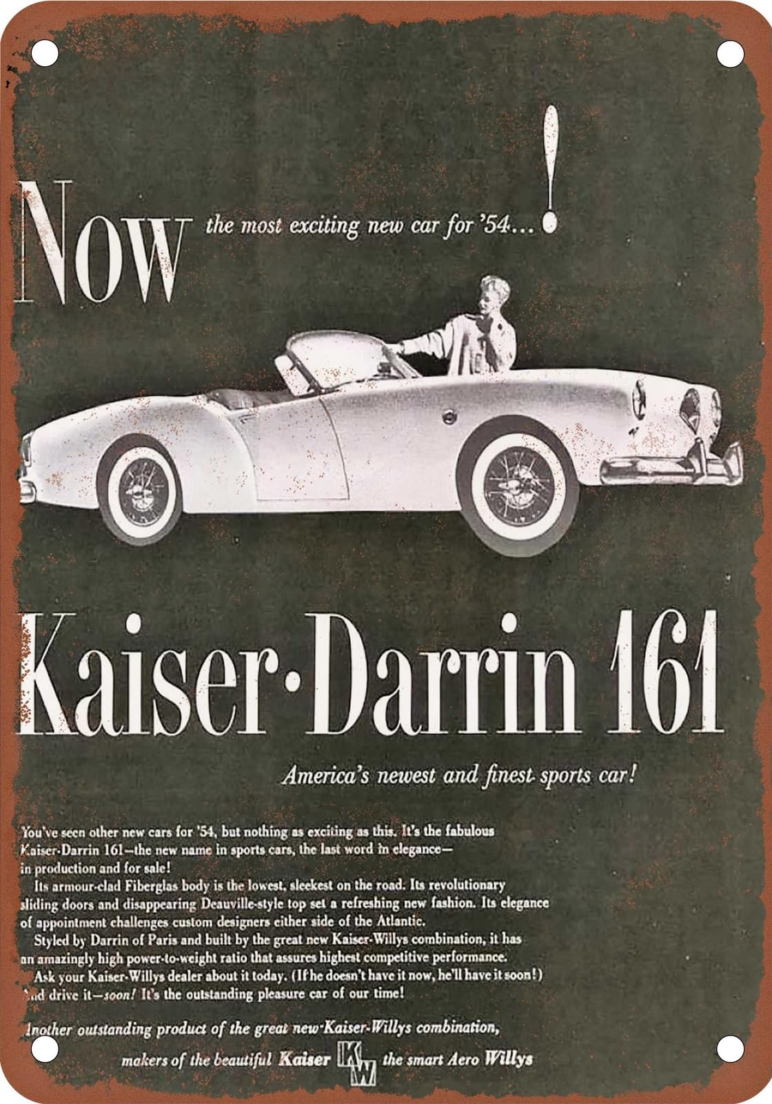Miaomansenstore Metal Sign - 1954 Darrin Vintage Ad 02 - Old Retro Rusty Look Home Decor