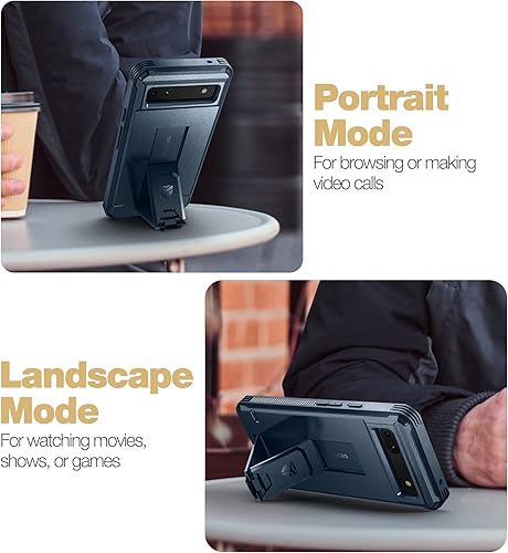 Miniatura 4 de Dexnor Funda de cuerpo completo para Google Pixel 6A, protector de pantalla y soporte integrados resistente protección de grado militar a prueba de