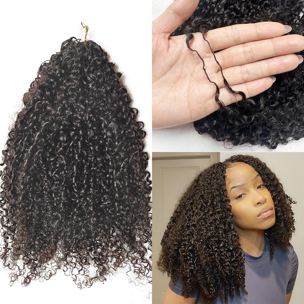 RHEANNA Micro Pre Looped Crochet Human Hair Extensions Afro Kinky Curly Human Crochet Hair Feather Pre Separated Knotless Crochet Human Hair For