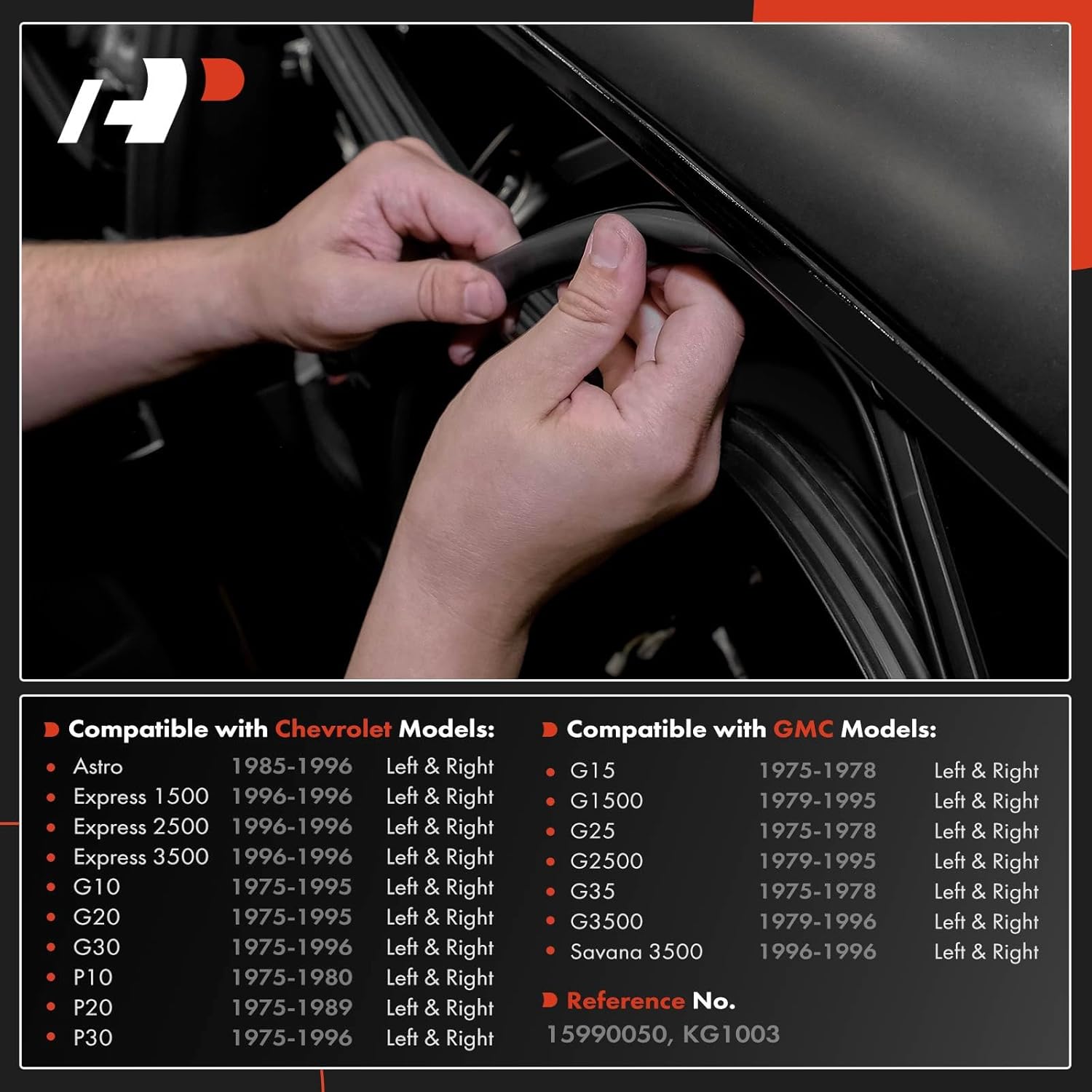 A-Premium 2PCS Front Car Door Weather Stripping Seal Strips Compatible with Chevrolet Express 1500 2500 3500, Astro, G10, G20, G30, P30, P10, P20 & GMC G15, G1500, G2500, Savana 3500