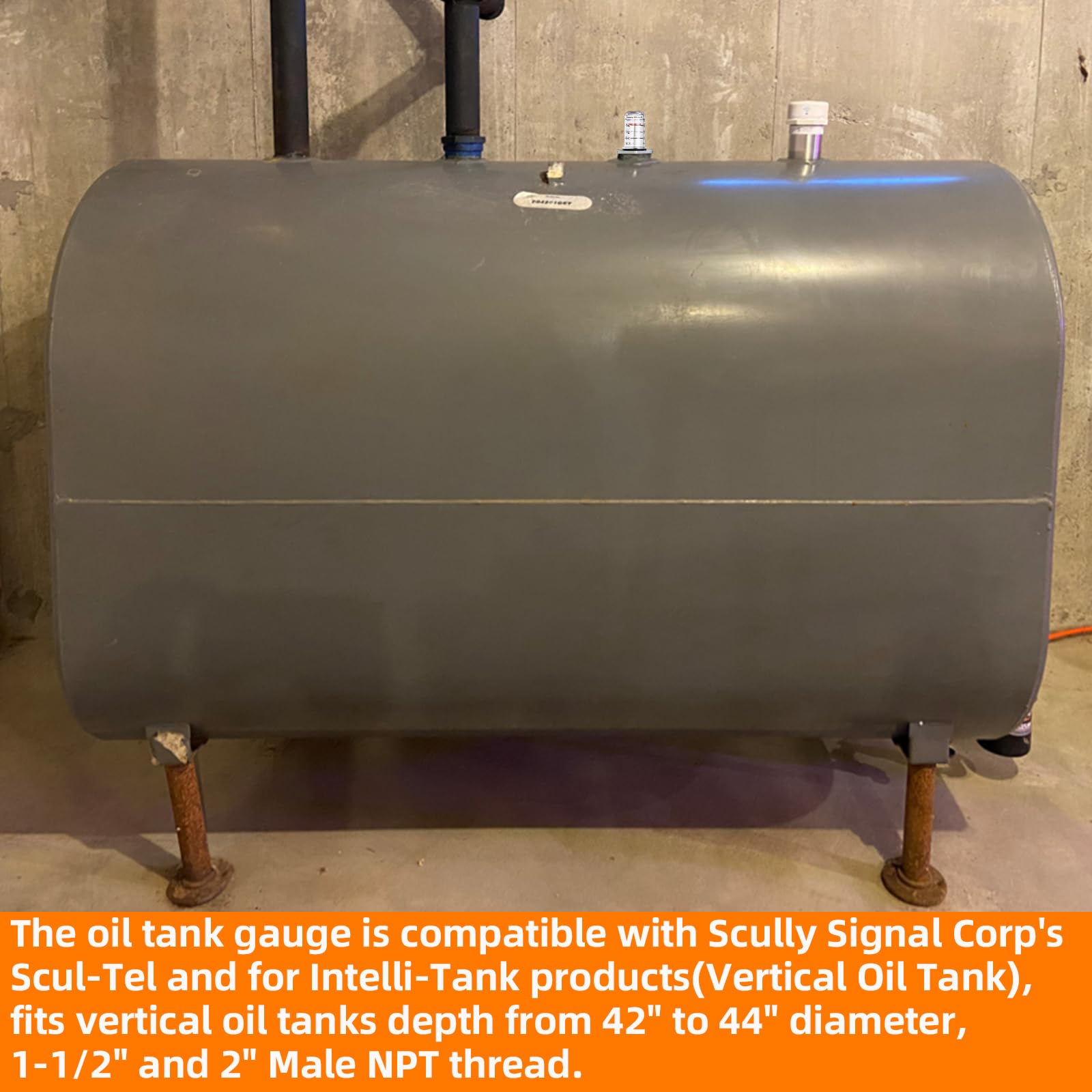 Medidor de nivel de tanque de aceite, medidor de nivel de flotador compatible con Scully Signal Corp's Scul-Tel y para tanque Intelli (vertical) profundidad de 42 a 44 pulgadas de diámetro, rosca NPT