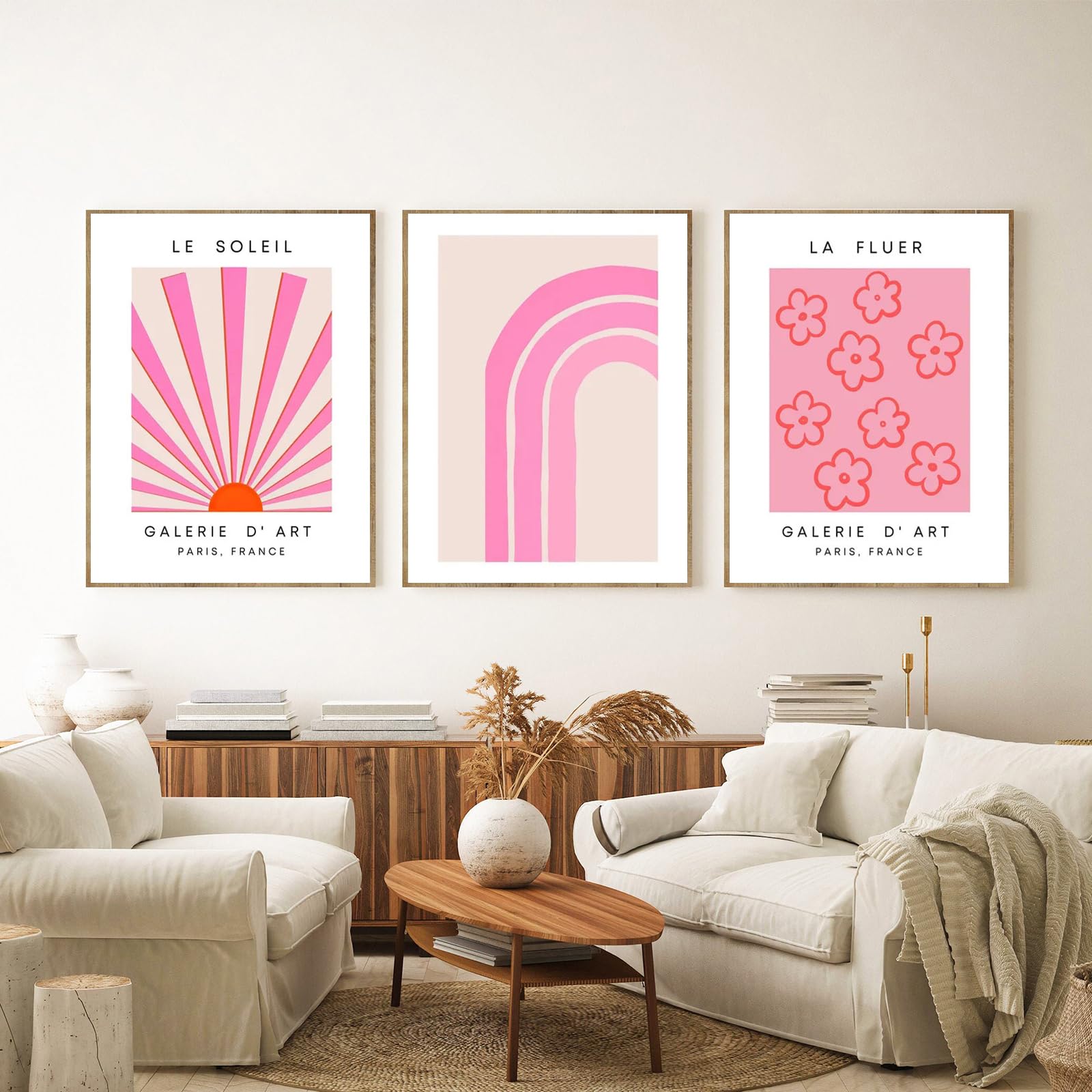 CULASIGN Flower 3er Poster Set, Pink Rosa Leinwand Bilder Wandbilder Ästhetische Drucke Wandkunst, Posters Collage für Innendekoration Y2k Wall Decor Schlafzimmer Wohnzimmer (30 x 40 cm,Stil A)