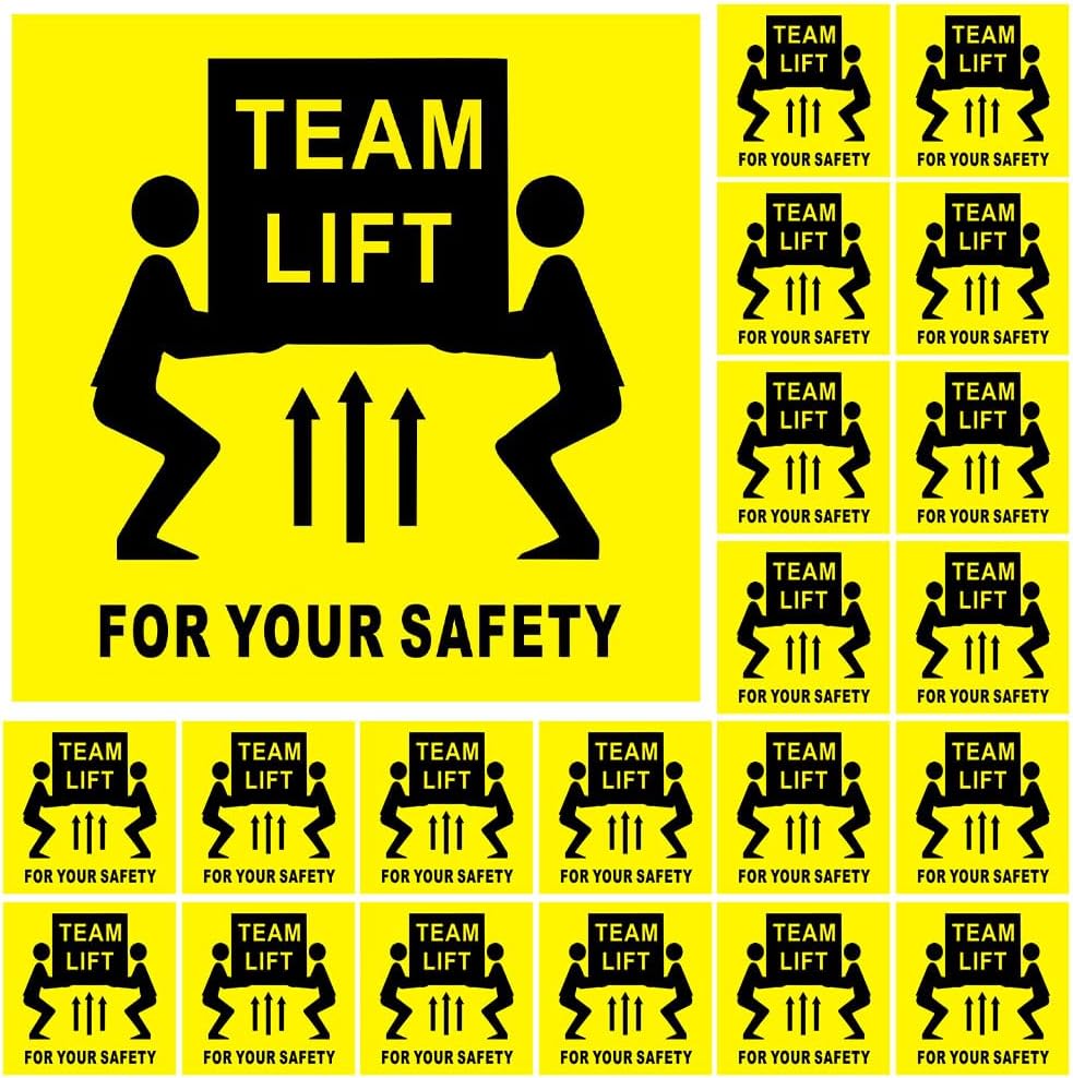 Fragile Stickers Team Lift Labels Stickers 200pcs Caution Heavy Object Team Lift Required Labels Warning for Shipping Pallet Packing Handling Color