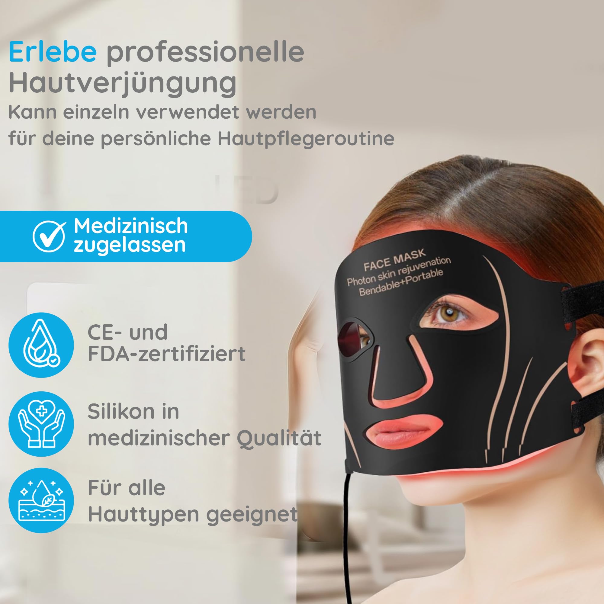 Good4You Led Gesichtsmaske - Kollagen & Led Maske - Infrarotlampe - Rote Lichttherapie - Infrarot-Therapie - Red Light Therapy - Led Face Mask