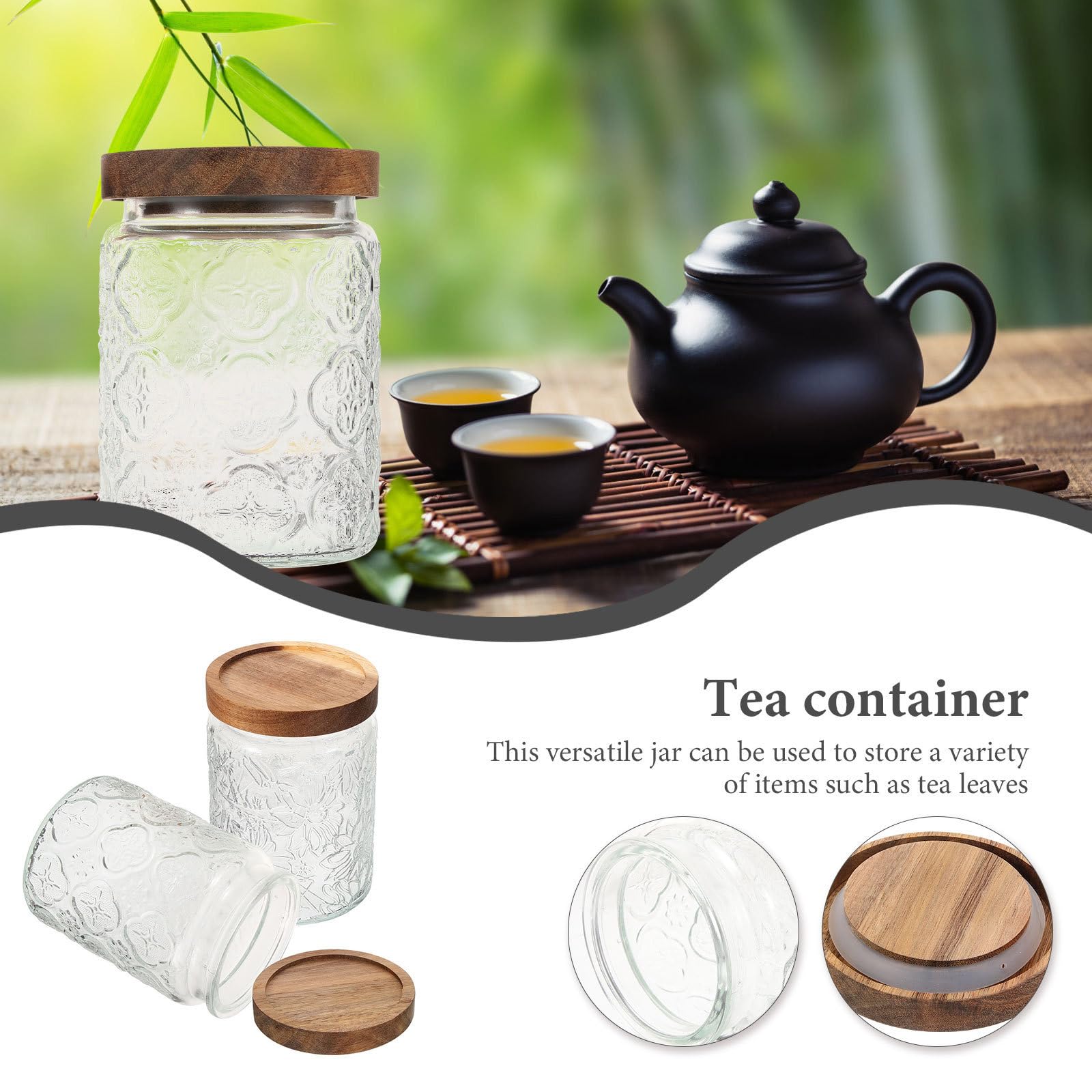 UKCOCO 2 Piezas Tarro de Cristal con Tapa de Madera 700ml Hermético