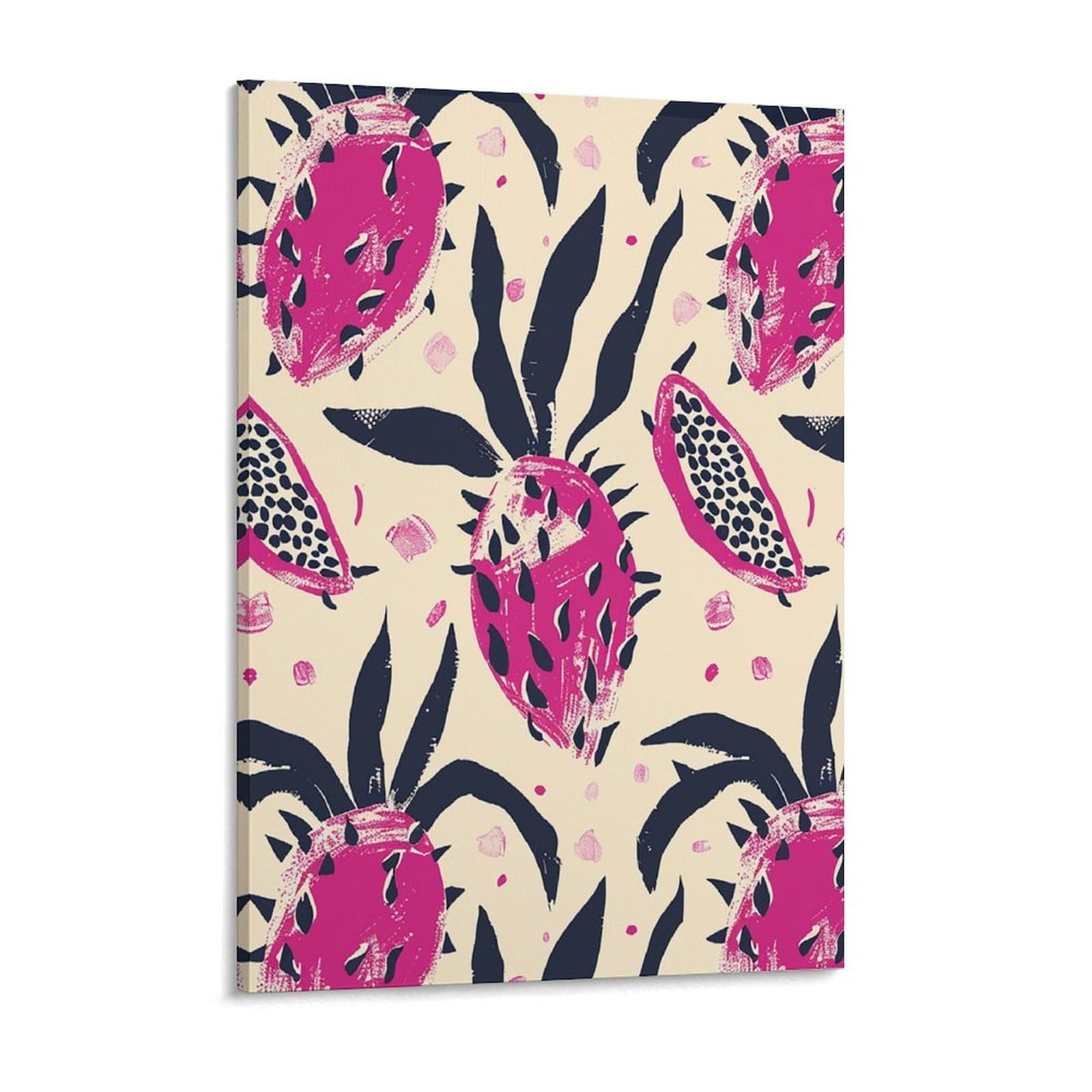 Dragon Fruit Pattern Canvas Wall Art for Bedroom 12x16inch Canvas Prints Artwork for Walls Modern Picture Artwork Painting for Living Room Aesthetic Wall Paintings for Bathroom Kitchen Office