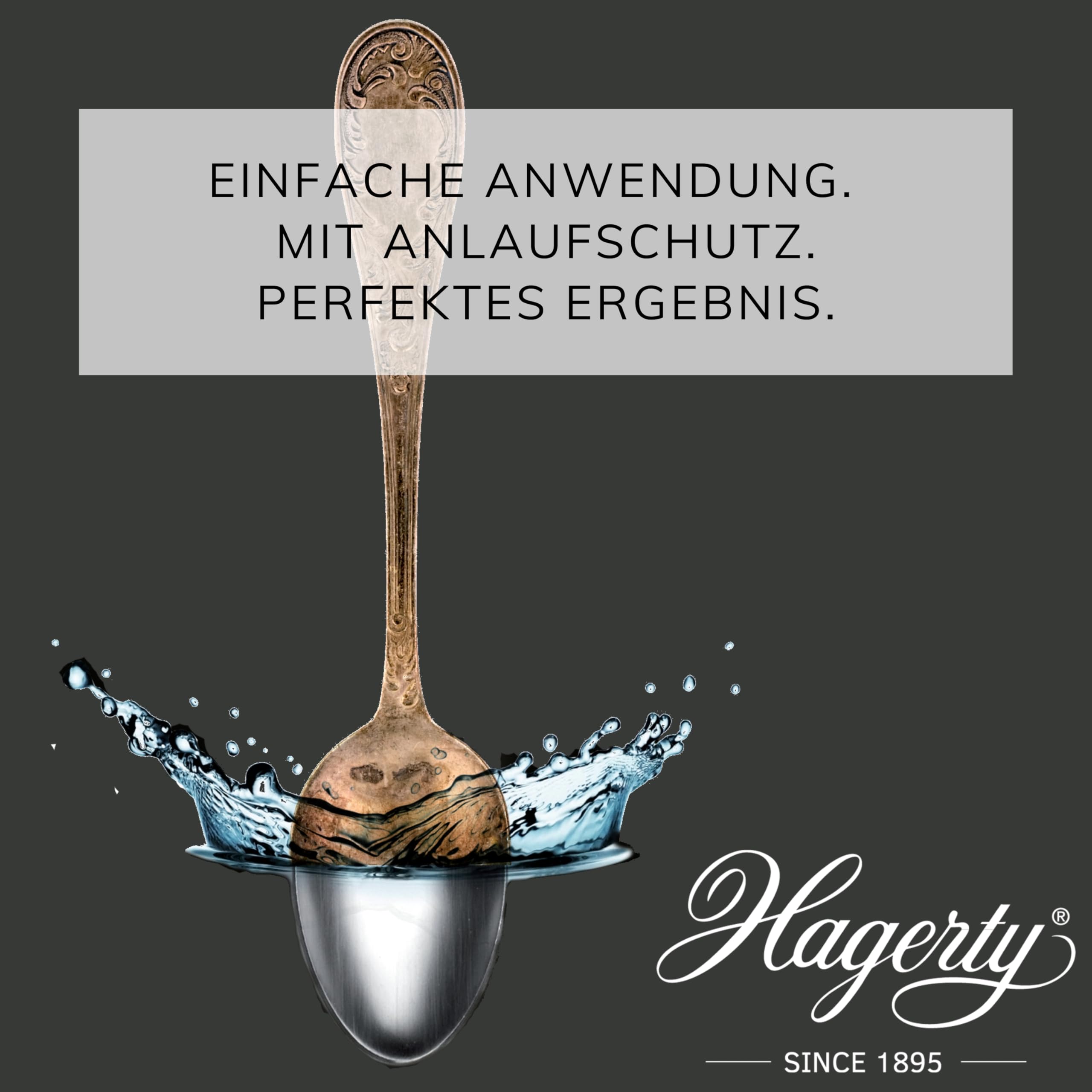 Hagerty Set Silver Bath + Silver Guard Cuttlery Roll I Silbertauchbad mit Anlaufschutz 580ml + Bestecktasche für Tafelgabeln mit 12 Fächern 43,5x43 cm I für Besteck aus Silber oder versilbertem Metall