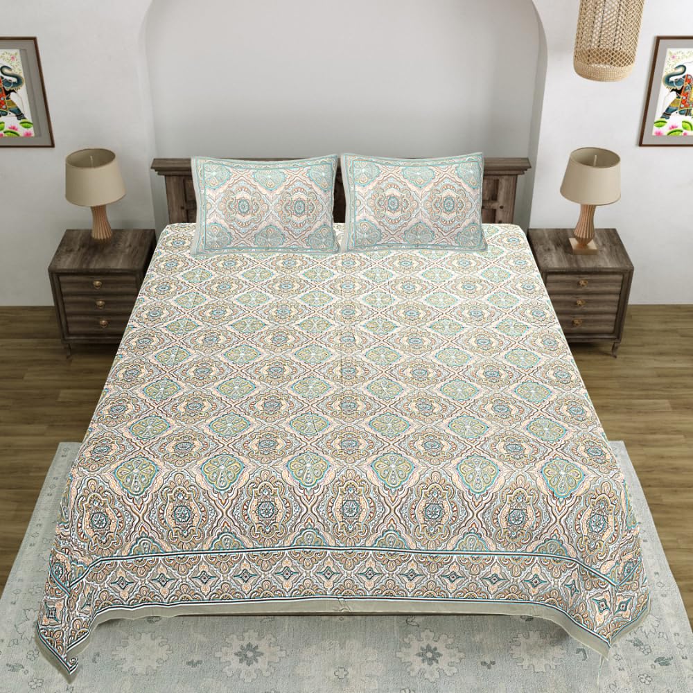 Living Roots Pure Cotton Bedsheets - Grey Paisley -13
