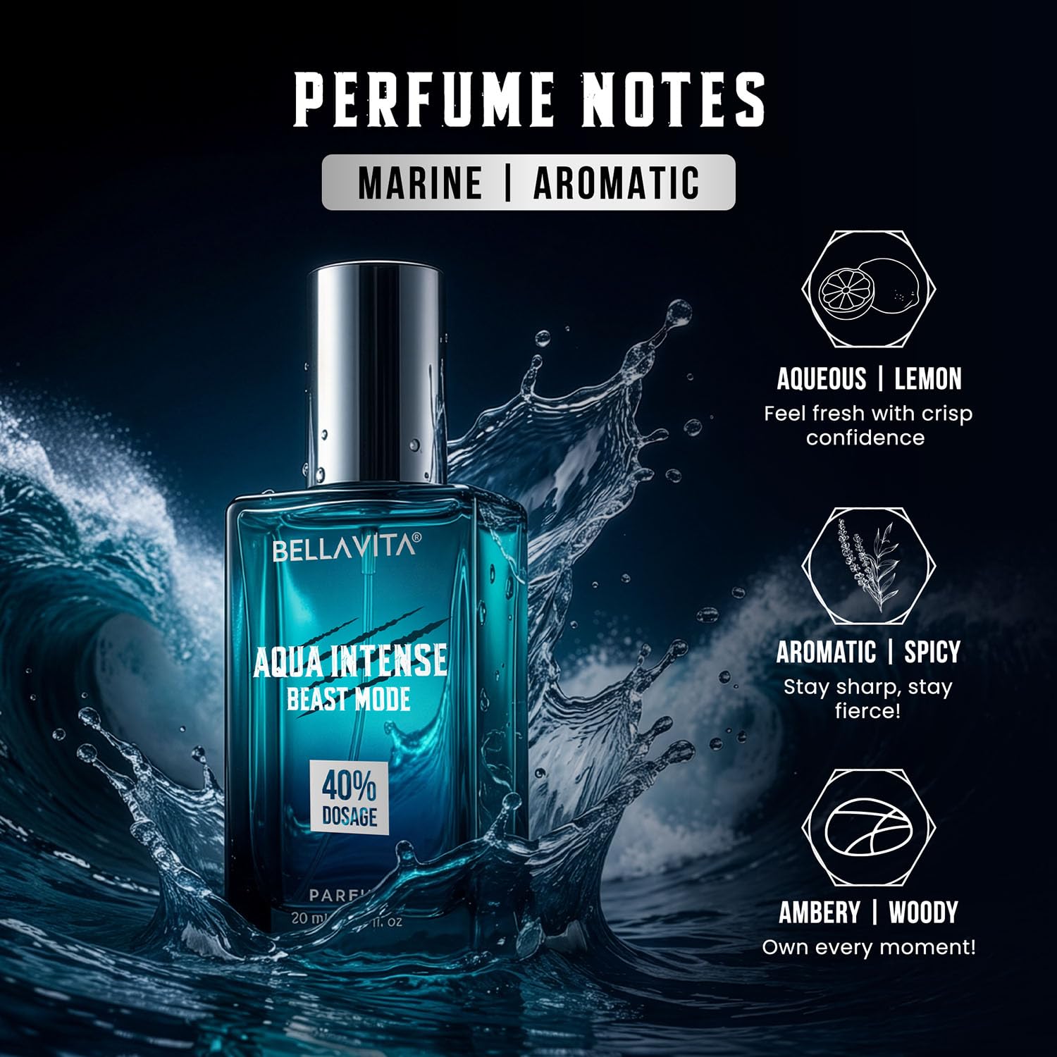 BELLAVITA Xtreme Mode Collection Set | Long Lasting | 3 x 20ml | Perfume for Man | 40% Oil Concentration | Gift for Man | Spicy, Wood, Musk and Oud Premium Fragrance for Men