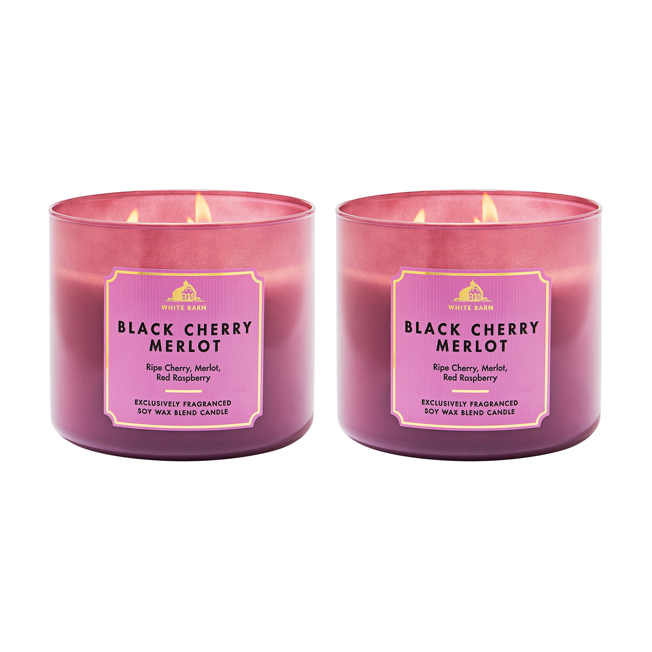 Bath &amp; Body Works 3-Wick Candle, Black Cherry Merlot, Soy Wax Blend, 2 Pack