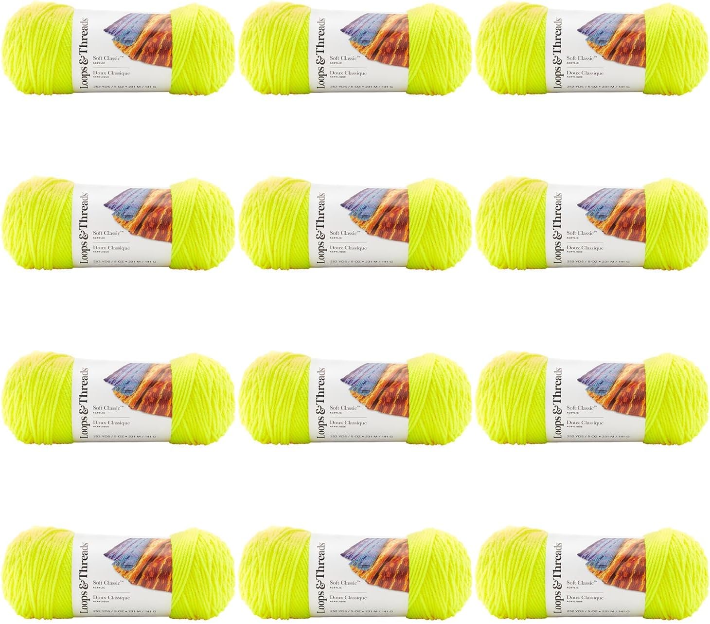 MICHAELS Bulk 12 Pack: Soft Classic™ Neon Yarn by Loops & Threads®