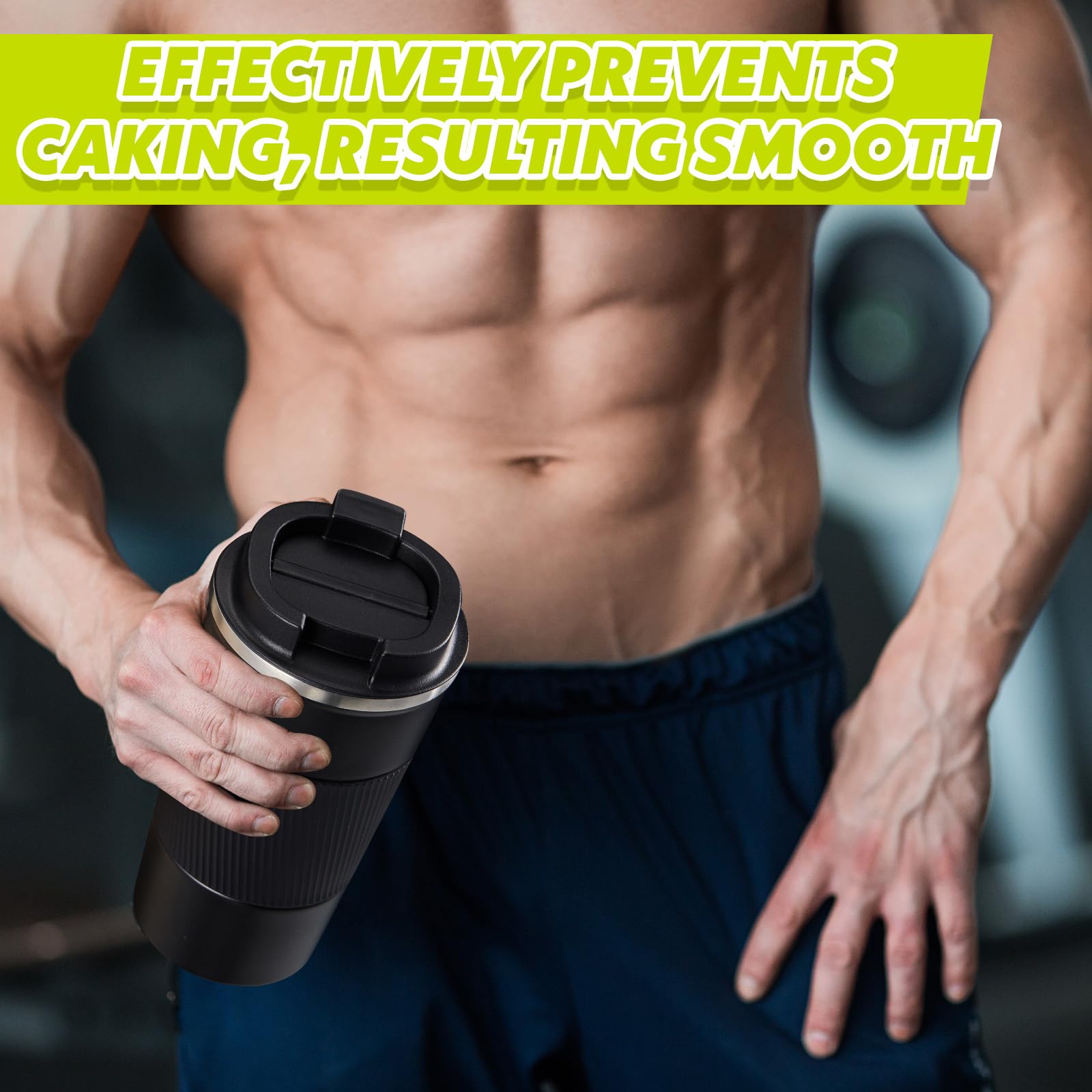 Maxdot 2 vasos mezcladores de acero inoxidable con bola mezcladora, 17 onzas, botella de agua aislada de metal negro para mezclas de proteínas para entrenamiento