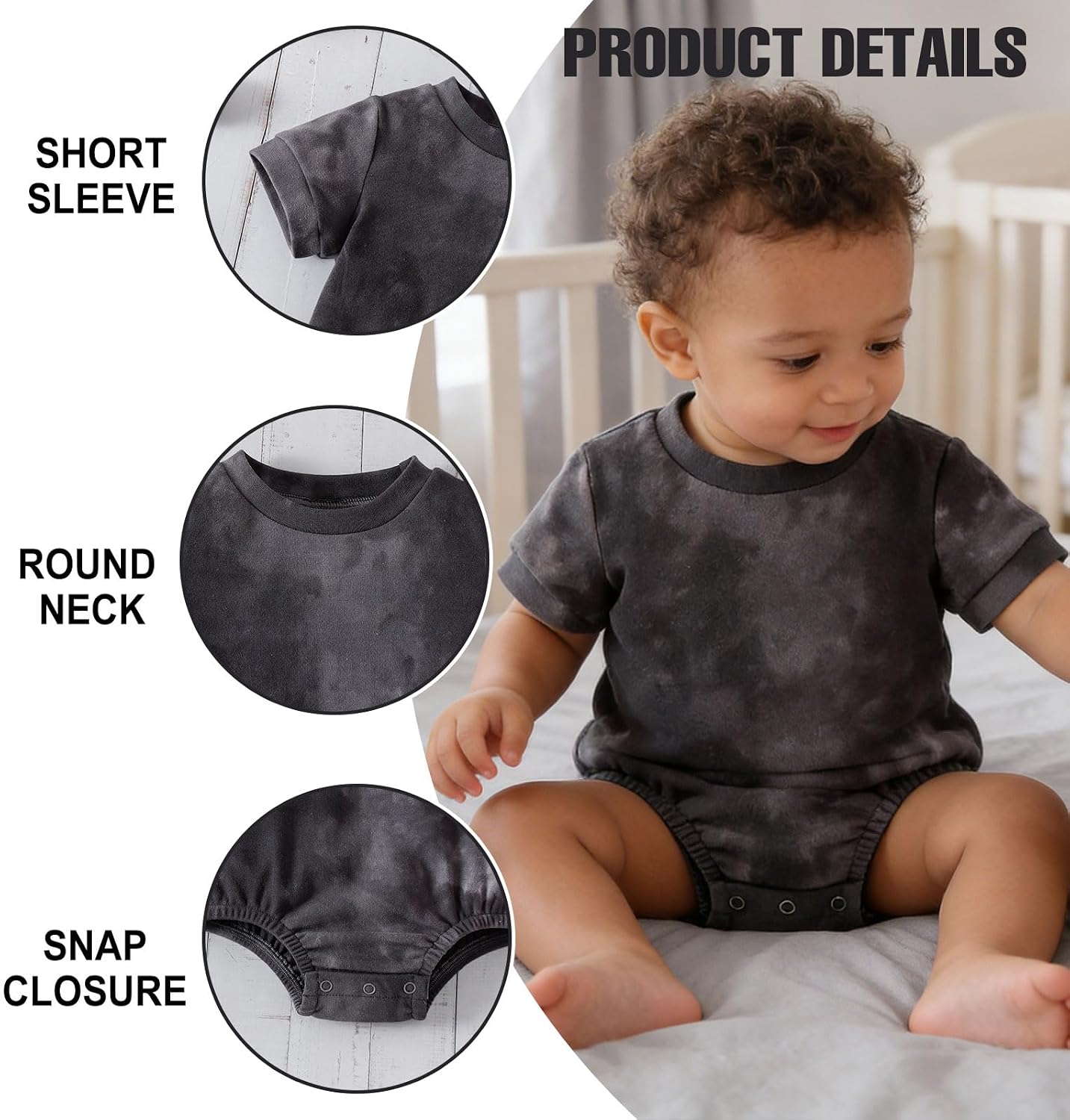 ROMPERINBOX Baby Boy Bubble Romper 2 Pack Tie Dye Short Sleeve Onsies Infant Bodysuits 0-24 Months