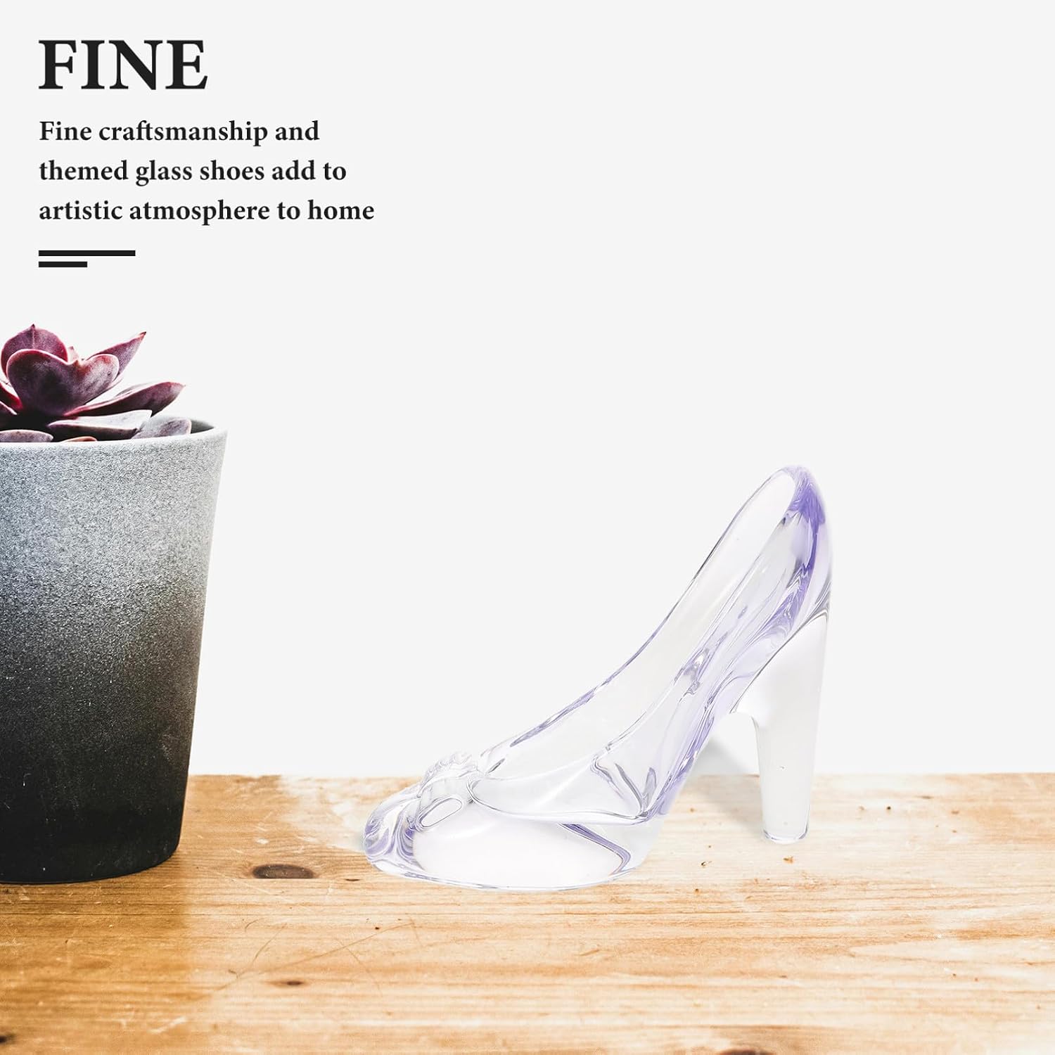 Transparent Glass Slipper Ornament Princess High Heel Shoe Figurine for Wedding and Birthday Table Display Enchanting for Home and Events
