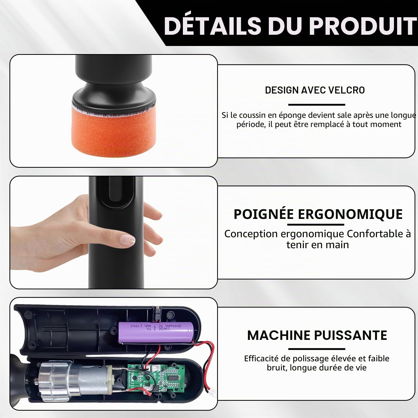 Kit de polisseuse automatique, polisseuse de réparation de rayures pour voiture, polisseuse portable rechargeable sans fil pour l'entretien des voitures, cirage, rayures de voiture et pare-brise