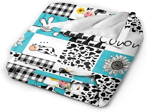 Miniatura 3 de ZCBEQ Manta con estampado de vaca, bonita y cálida, manta de franela de vellón para niños y adultos, para ropa de cama, sofá, decoración de viaje,