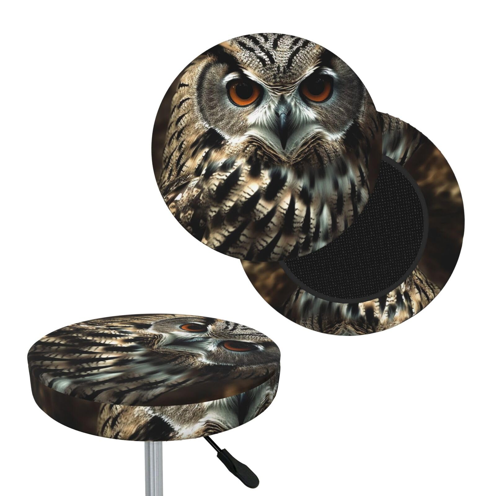 FekiLoot an Owl Round Bar Stool Covers Stretch Washable Bar Stool Covers Dustproof Slipcover Bar Chair Covers with Elastic Band for Bar Kitchen Living Room Decor 14 Inch