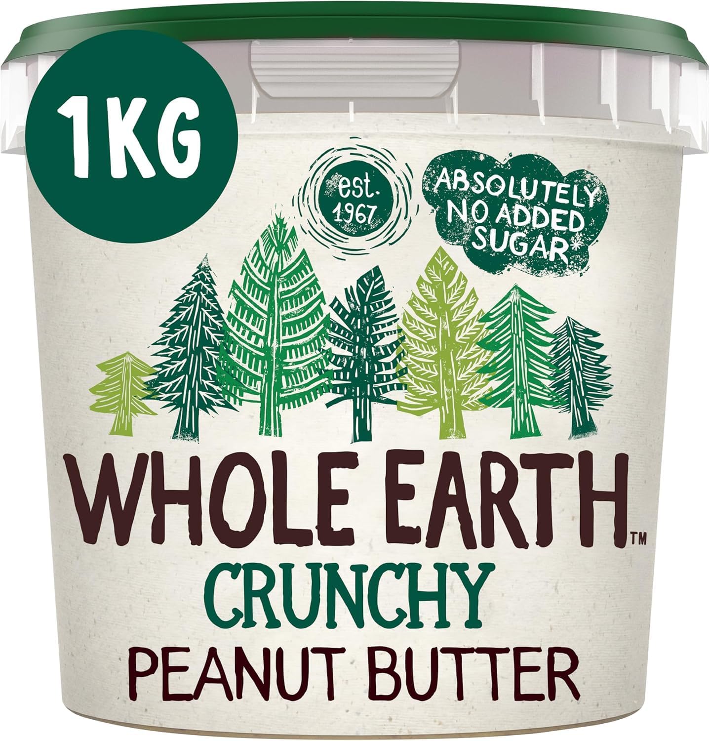 Whole Earth Crunchy Peanut Butter | Original Nut Spread Made with All Natural Ingredients | No Added Sugar, Gluten Free, Vegetarian & Vegan Friendly, Catering (1 x 1 kg Tub)