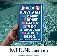 Vista 5 de Pool Rules Y'all - Cartel divertido de hojalata de 12 x 8 pulgadas