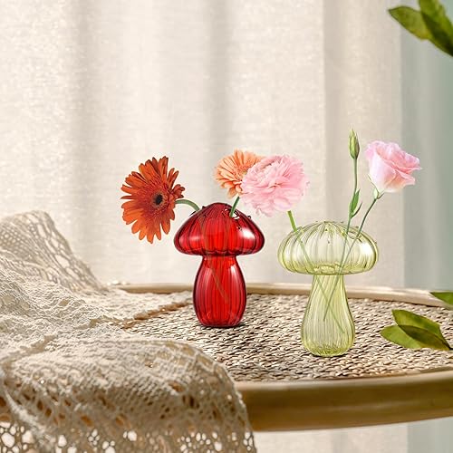 Miniatura 7 de 6 jarrones transparentes de hongo, jarrón de vidrio transparente con forma de hongo, bonitos jarrones con forma de hongo para flores, jarrón de